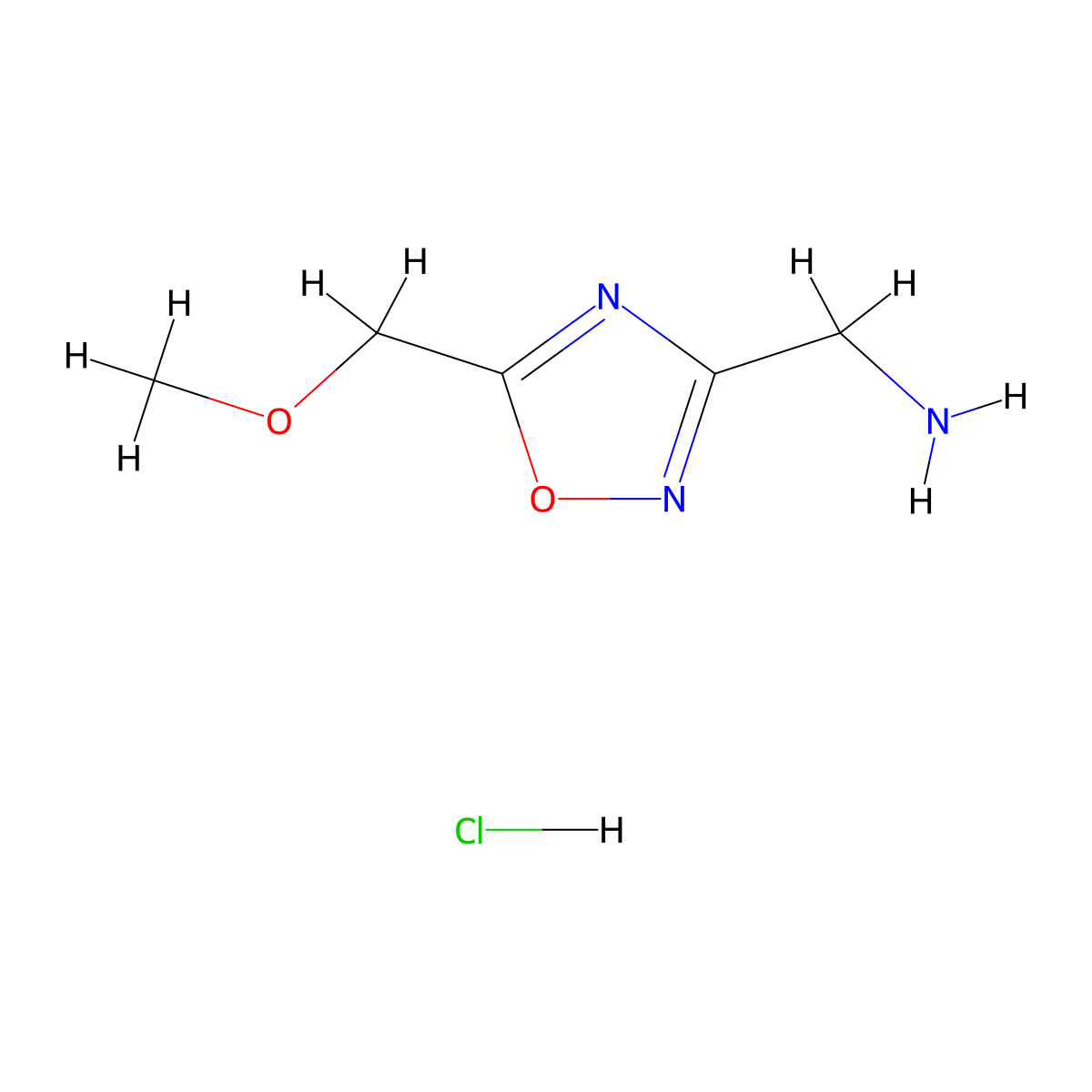 [5-(Methoxymethyl)-1,2,4-oxadiazol-3-yl]methanamine hydrochloride molecular structure, CAS 2138533-82-9