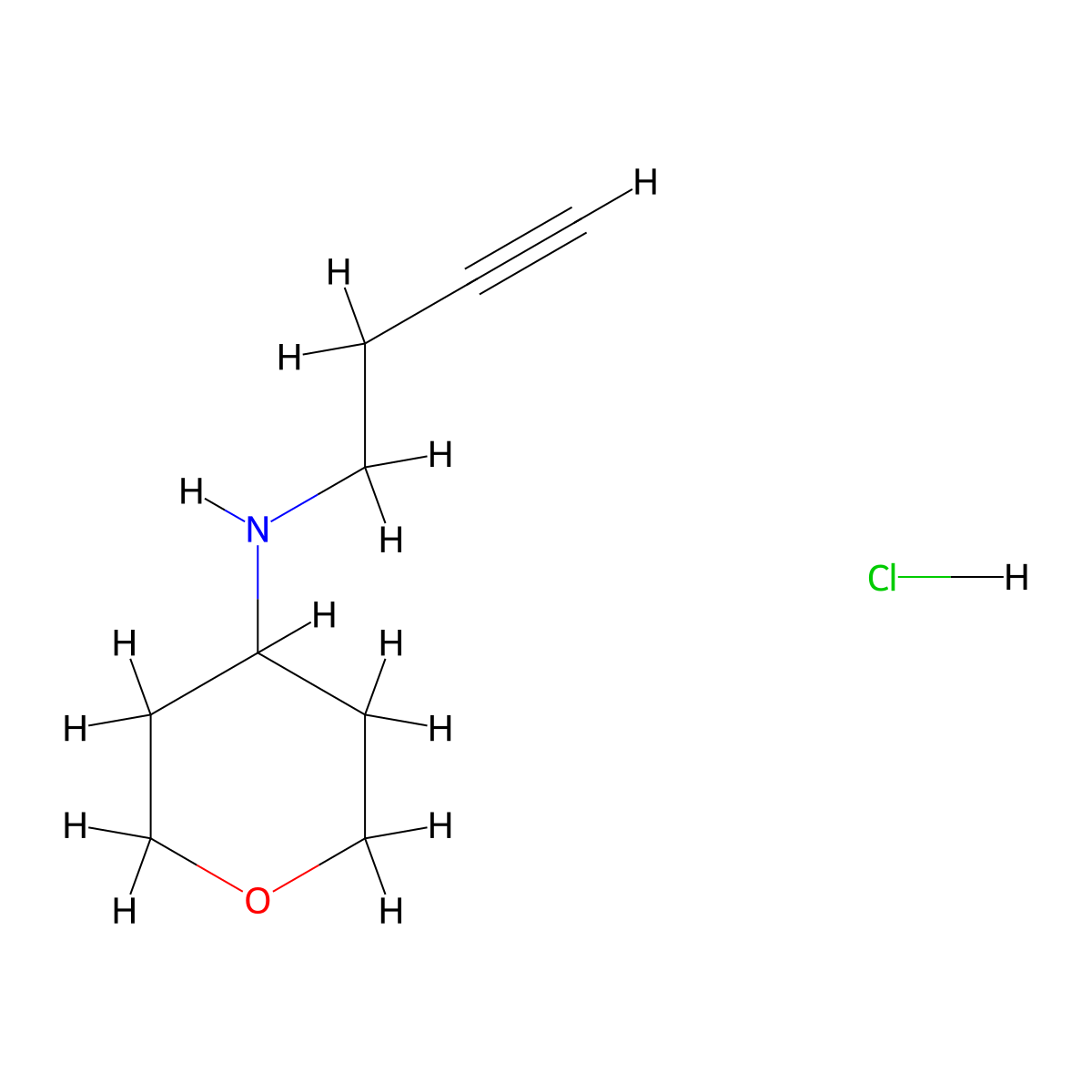 N-(but-3-yn-1-yl)oxan-4-amine hydrochloride molecular structure, CAS 2138534-02-6