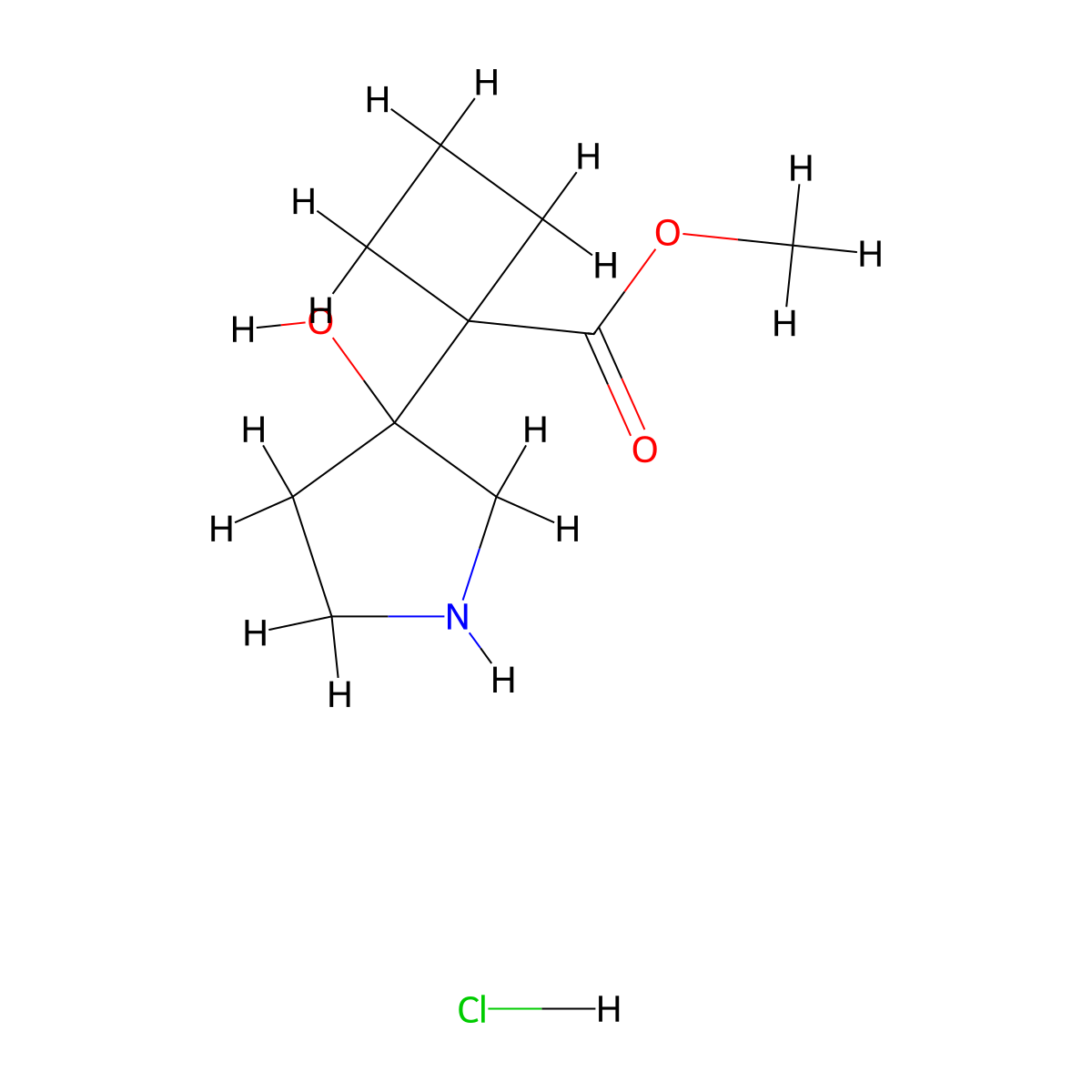 Methyl 1-(3-hydroxypyrrolidin-3-yl)cyclobutane-1-carboxylate hydrochloride molecular structure, CAS 2138534-25-3