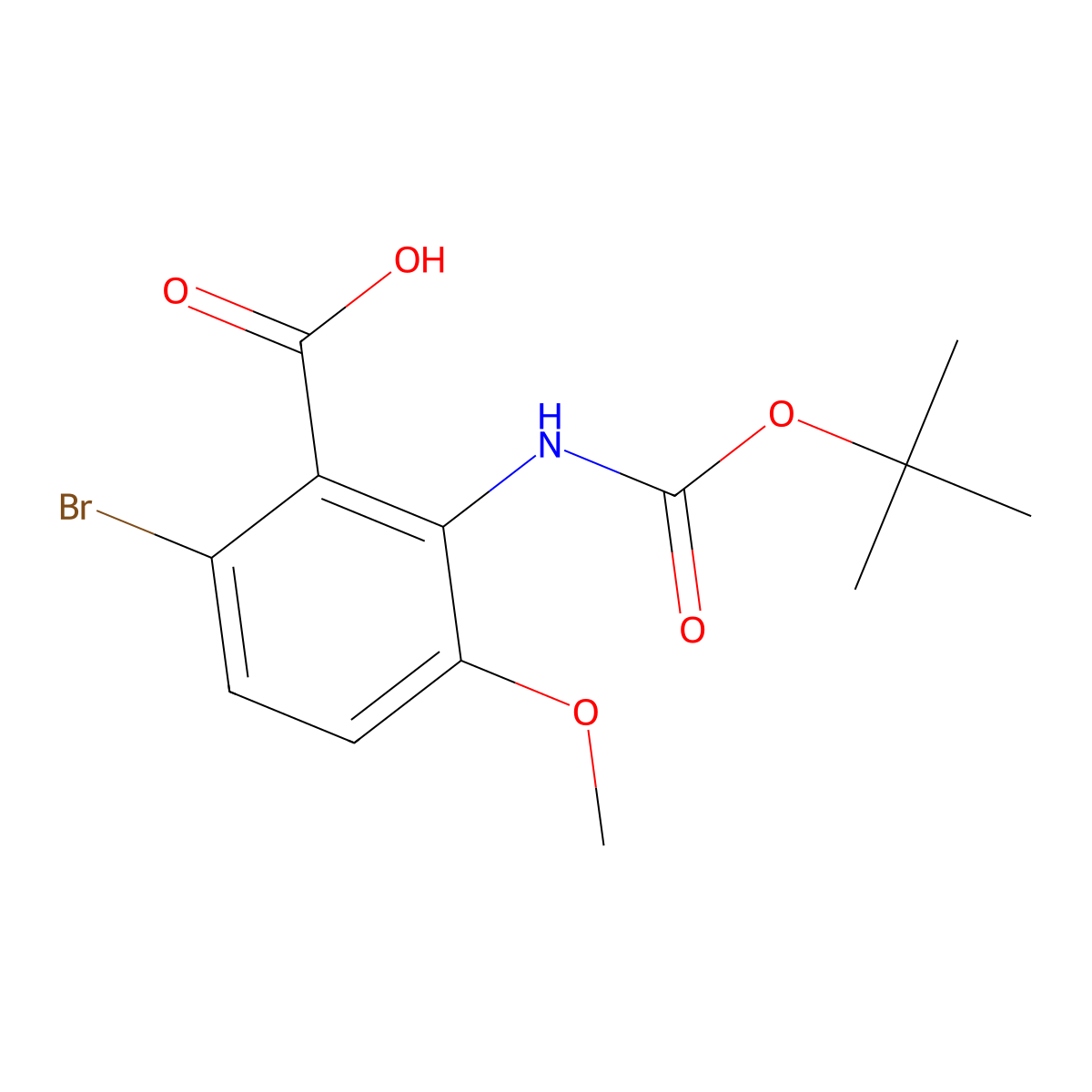 6-Bromo-2-{[(tert-butoxy)carbonyl]amino}-3-methoxybenzoic acid molecular structure, CAS 2138534-53-7