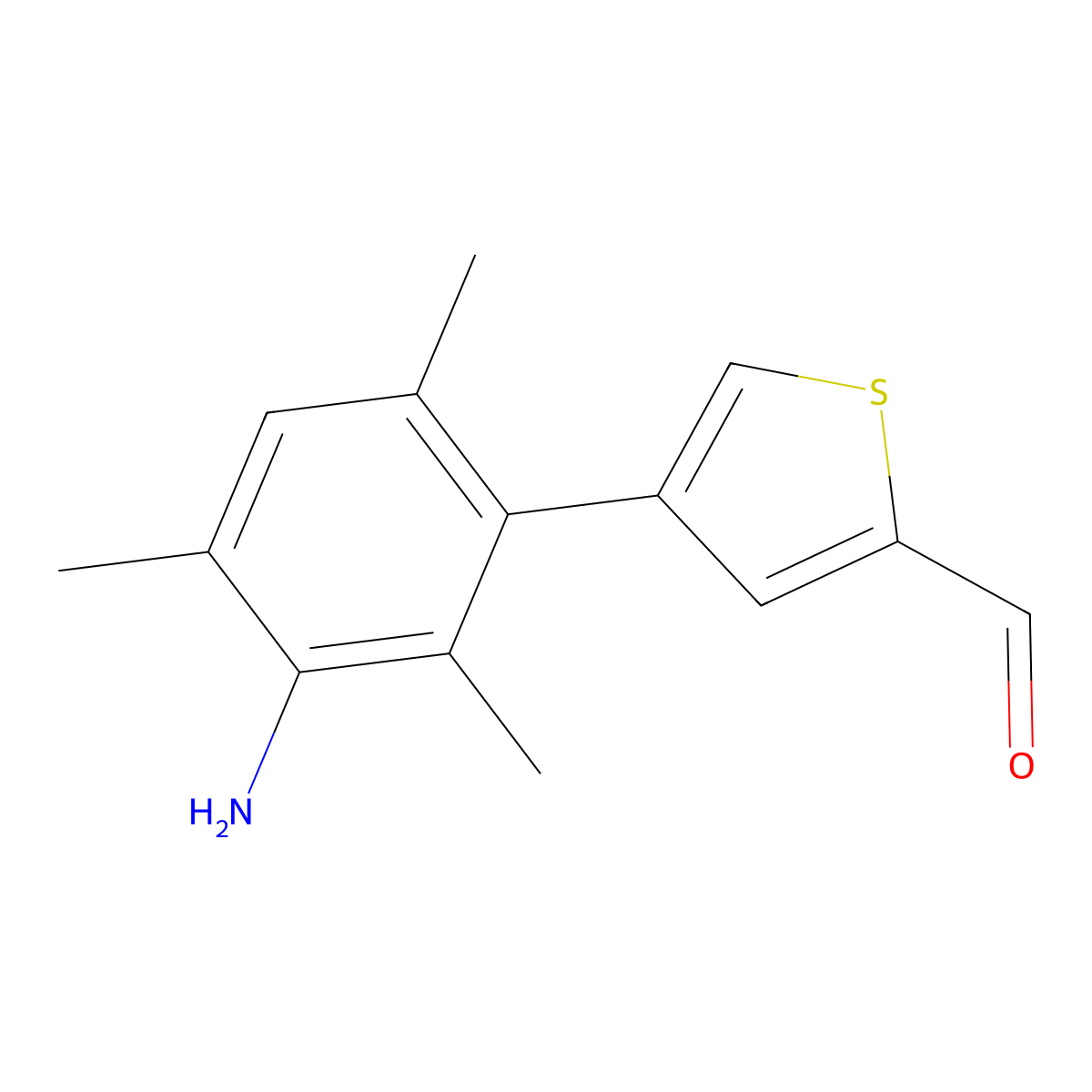 4-(3-Amino-2,4,6-trimethylphenyl)thiophene-2-carbaldehyde molecular structure, CAS 2138534-98-0