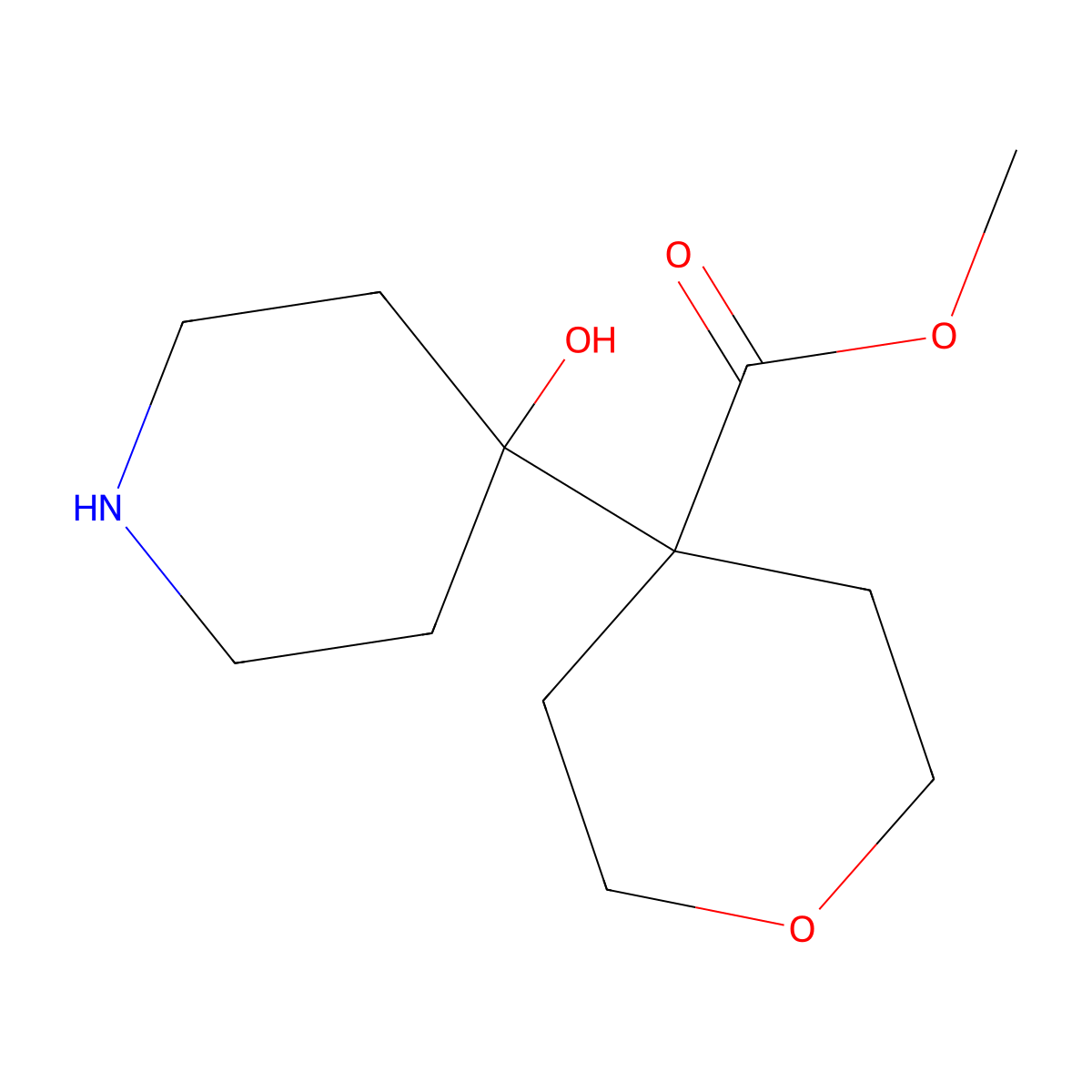 Methyl 4-(4-hydroxypiperidin-4-yl)oxane-4-carboxylate molecular structure, CAS 2138535-31-4