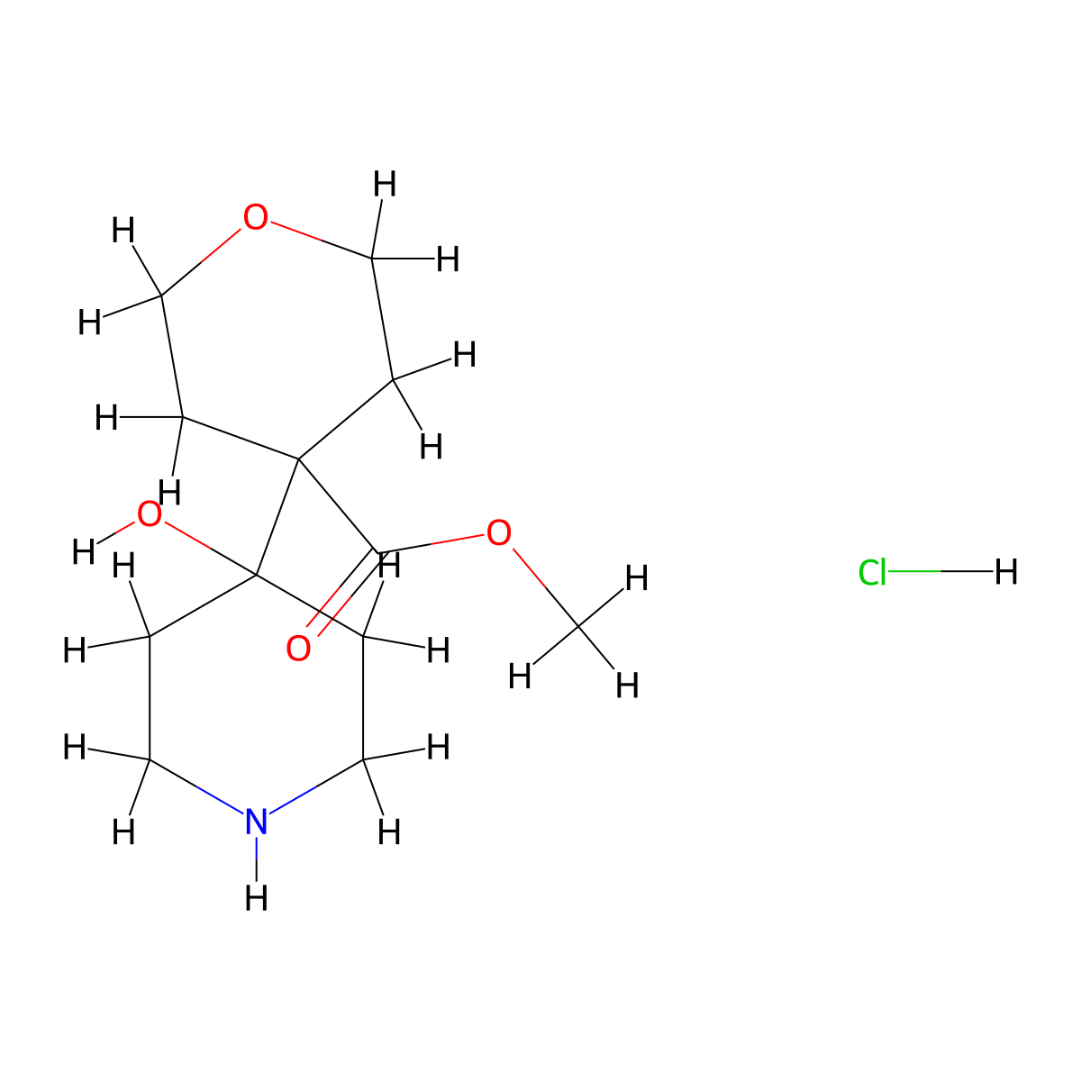 Methyl 4-(4-hydroxypiperidin-4-yl)oxane-4-carboxylate hydrochloride molecular structure, CAS 2138535-32-5