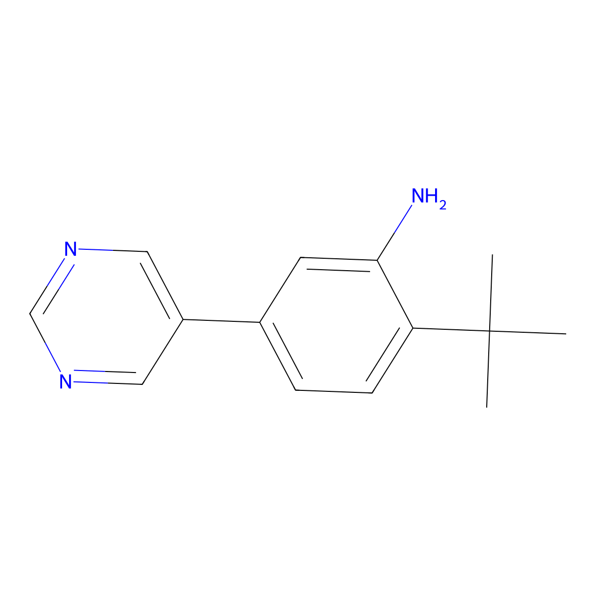 2-Tert-butyl-5-(pyrimidin-5-yl)aniline molecular structure, CAS 2138535-58-5