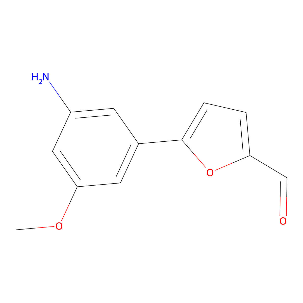 5-(3-Amino-5-methoxyphenyl)furan-2-carbaldehyde molecular structure, CAS 2138535-76-7