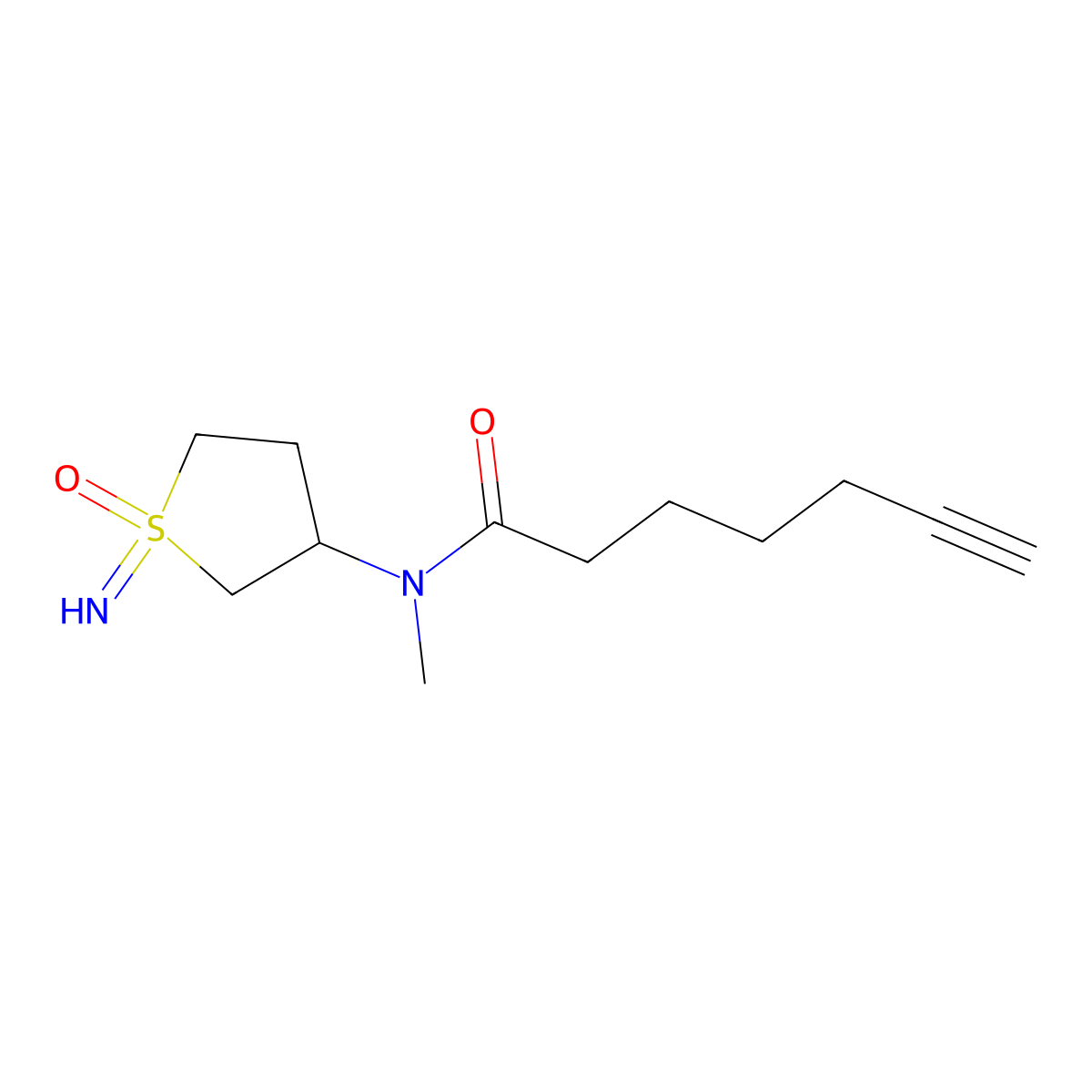 N-(1-imino-1-oxo-1lambda6-thiolan-3-yl)-N-methylhept-6-ynamide molecular structure, CAS 2138537-04-7