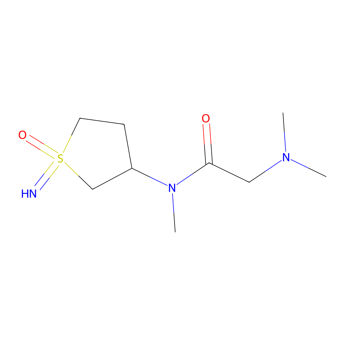 2-(dimethylamino)-N-(1-imino-1-oxo-1lambda6-thiolan-3-yl)-N-methylacetamide molecular structure, CAS 2138539-03-2