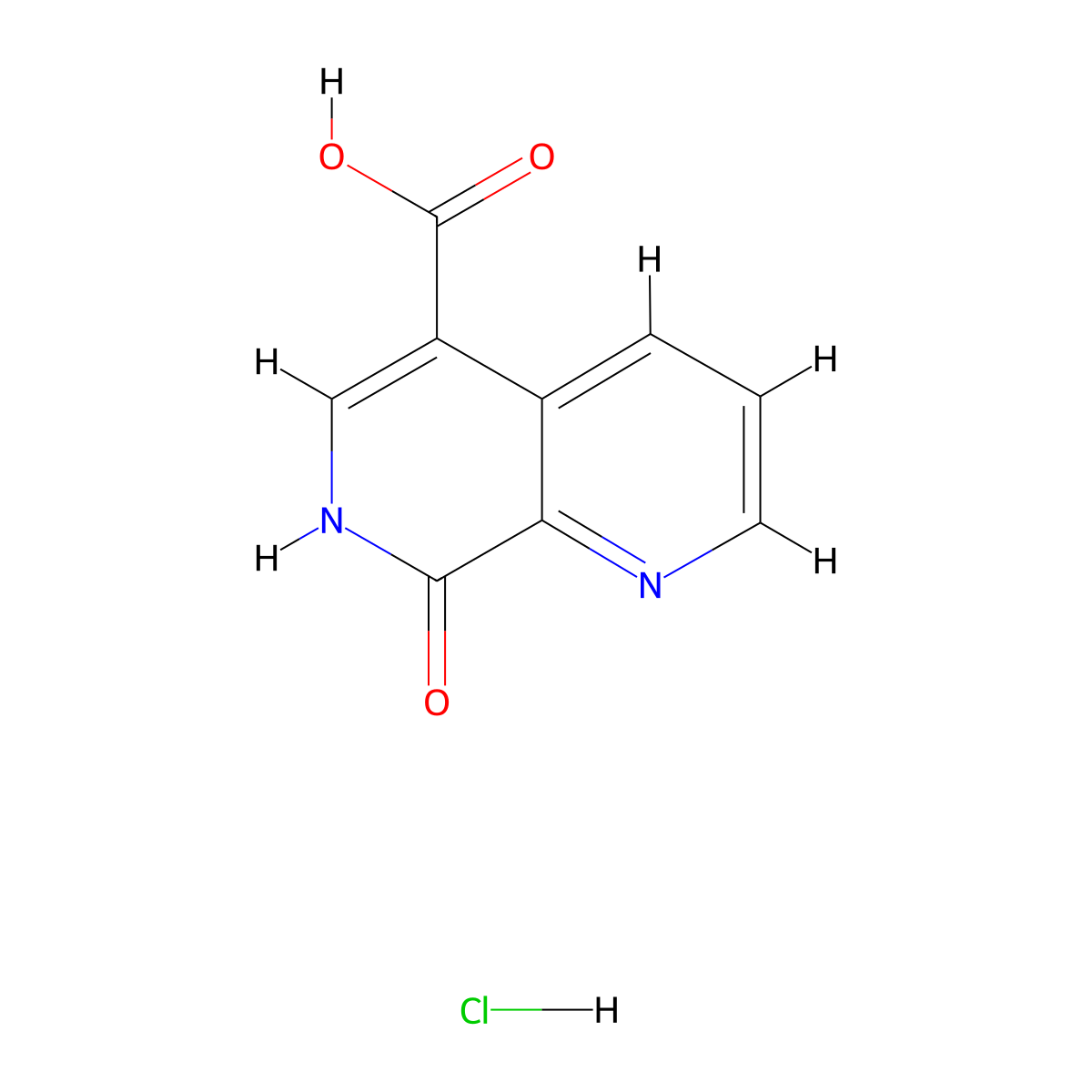 8-Hydroxy-1,7-naphthyridine-5-carboxylic acid hydrochloride molecular structure, CAS 2138539-37-2