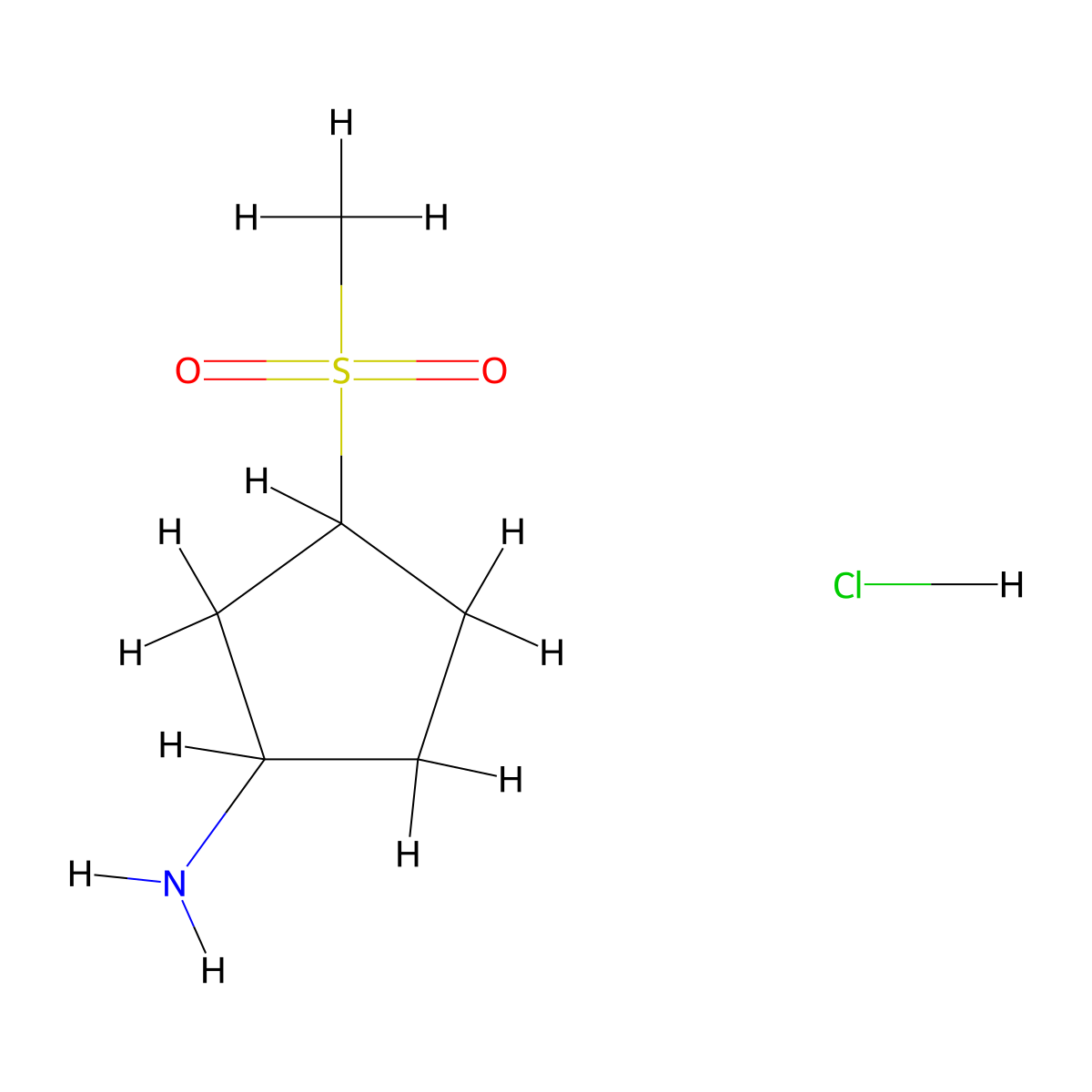 3-Methanesulfonylcyclopentan-1-amine hydrochloride molecular structure, CAS 2138539-43-0