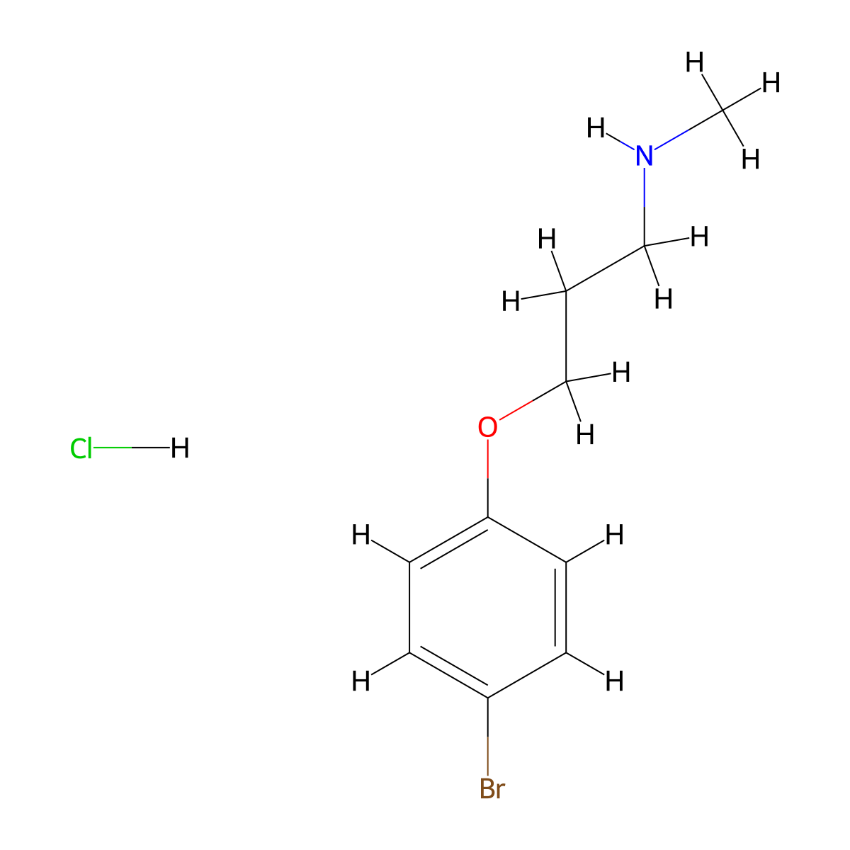 3-(4-bromophenoxy)-N-methylpropan-1-amine hydrochloride molecular structure, CAS 2138539-50-9