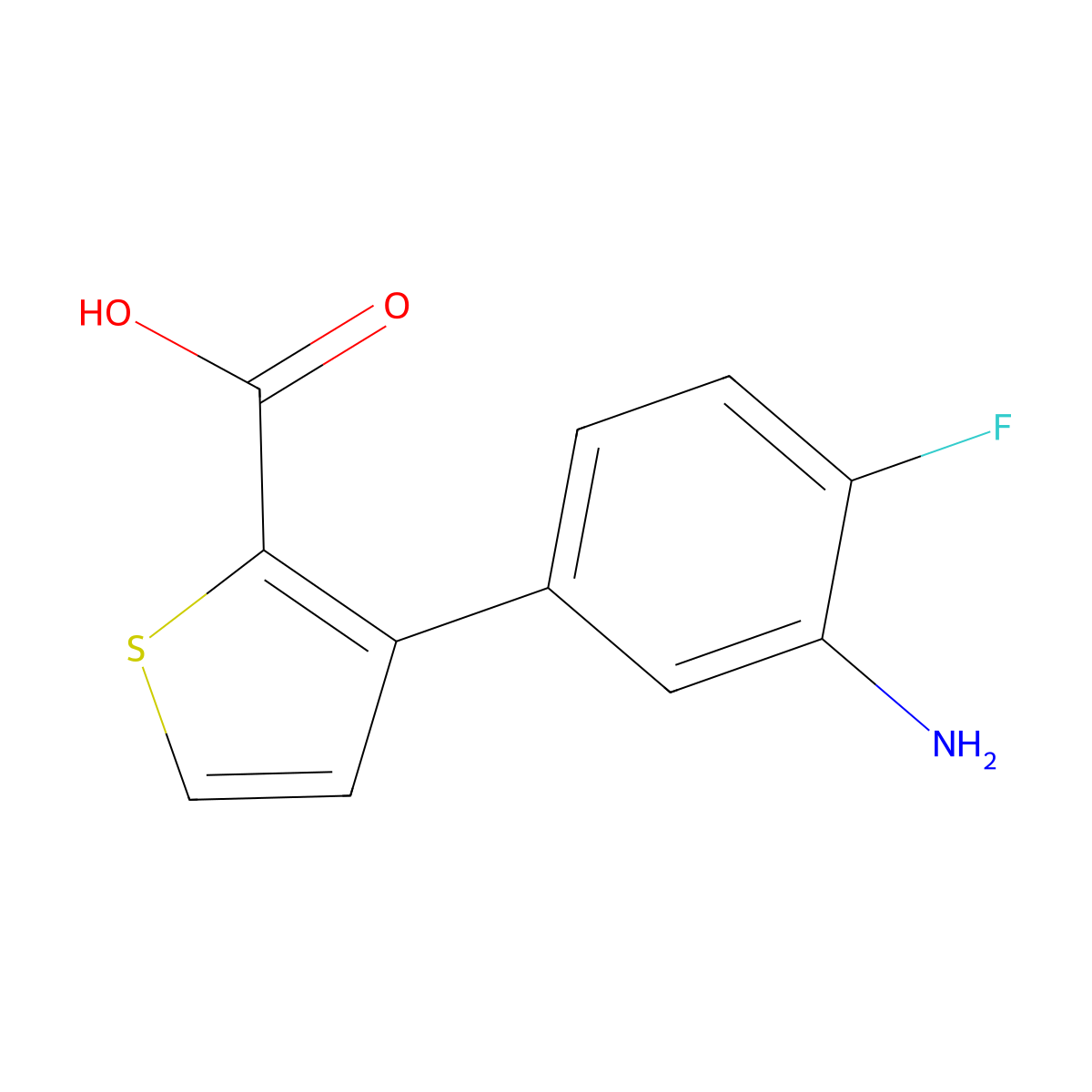 3-(3-Amino-4-fluorophenyl)thiophene-2-carboxylic acid molecular structure, CAS 2138540-84-6