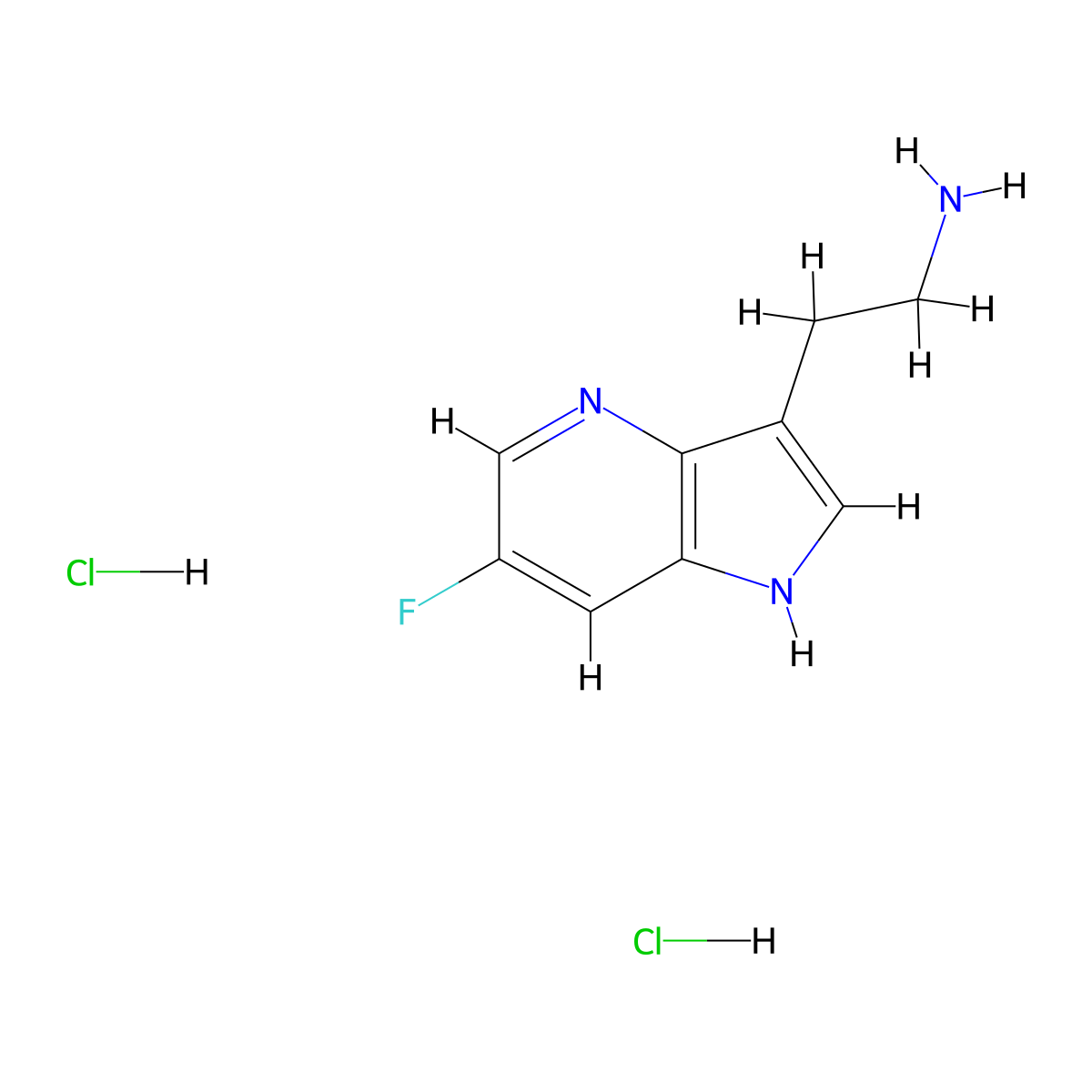 2-{6-fluoro-1H-pyrrolo[3,2-b]pyridin-3-yl}ethan-1-amine dihydrochloride molecular structure, CAS 2138541-31-6
