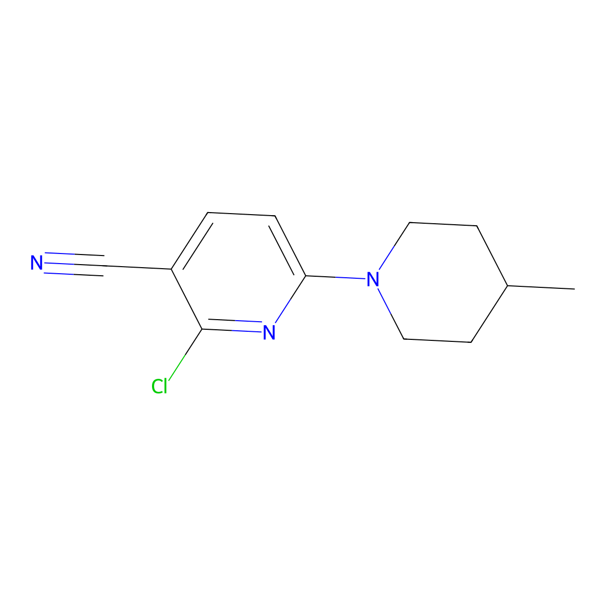 2-Chloro-6-(4-methylpiperidin-1-yl)pyridine-3-carbonitrile molecular structure, CAS 2138542-47-7