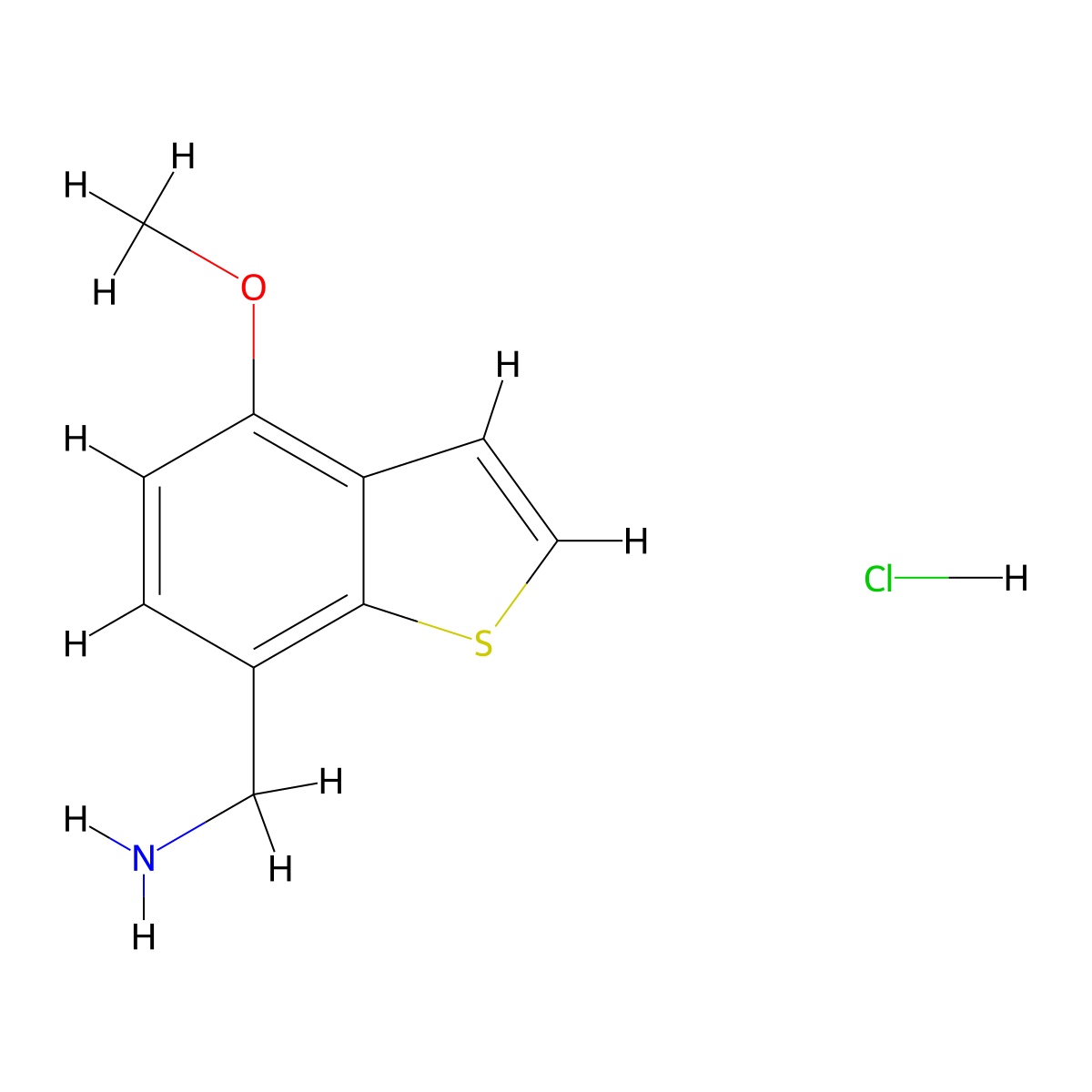 (4-Methoxy-1-benzothiophen-7-yl)methanamine hydrochloride molecular structure, CAS 2138546-10-6