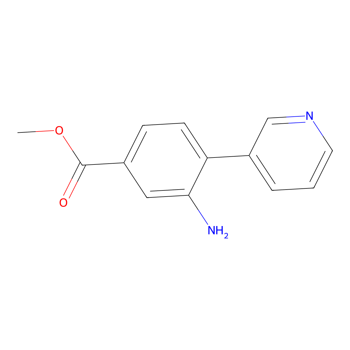 Methyl 3-amino-4-(pyridin-3-yl)benzoate molecular structure, CAS 2138546-83-3