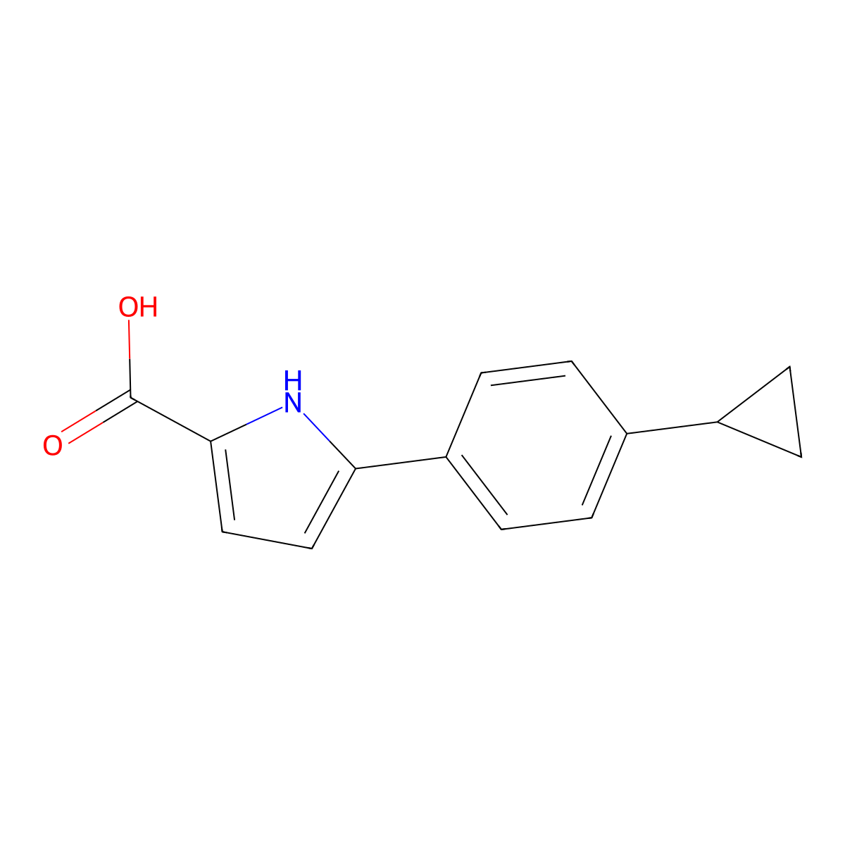5-(4-cyclopropylphenyl)-1H-pyrrole-2-carboxylic acid molecular structure, CAS 2138546-95-7