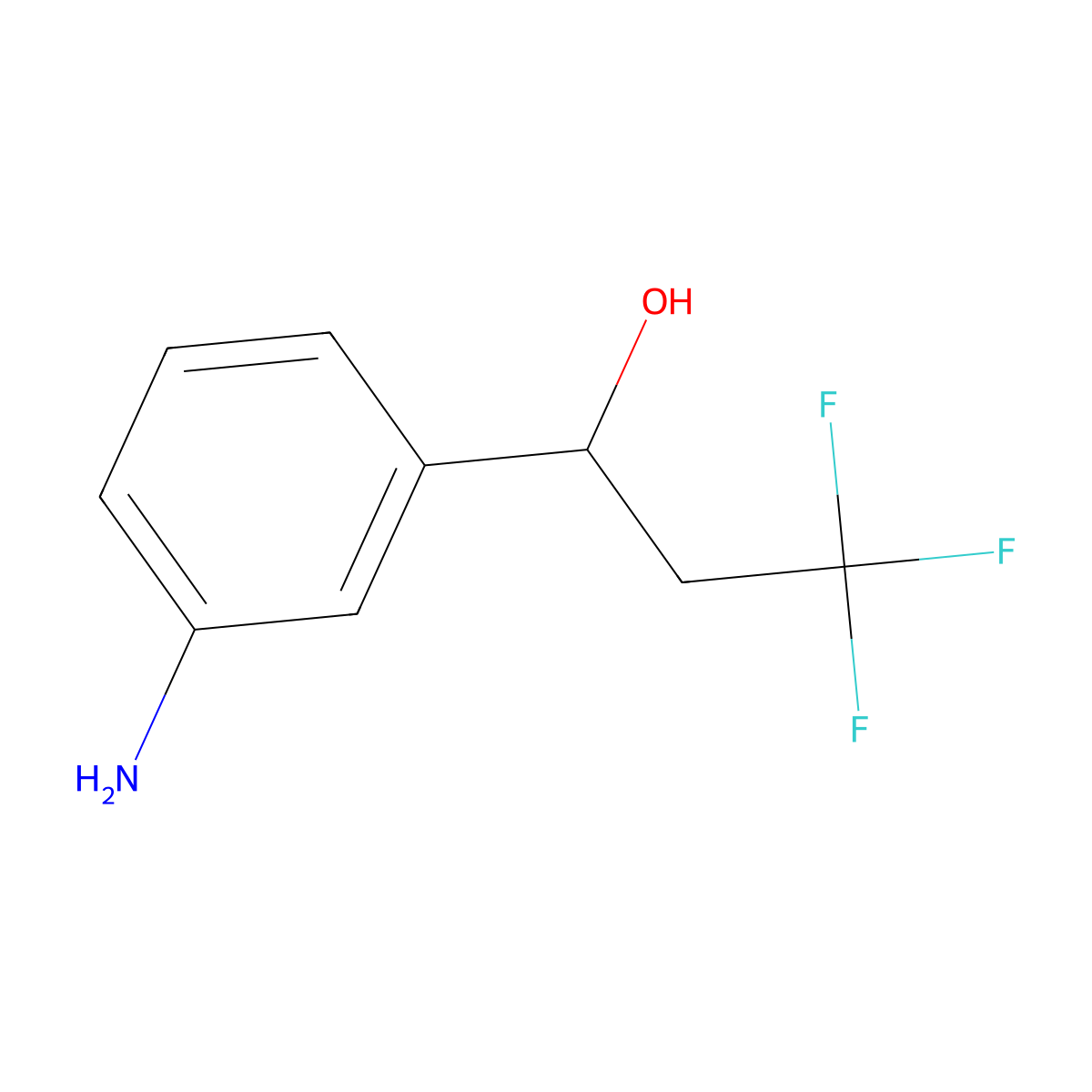 1-(3-Aminophenyl)-3,3,3-trifluoropropan-1-ol molecular structure, CAS 2138547-94-9