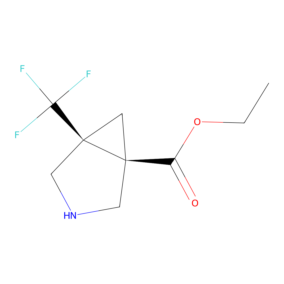 rac-ethyl (1R,5S)-5-(trifluoromethyl)-3-azabicyclo[3.1.0]hexane-1-carboxylate molecular structure, CAS 2138548-43-1