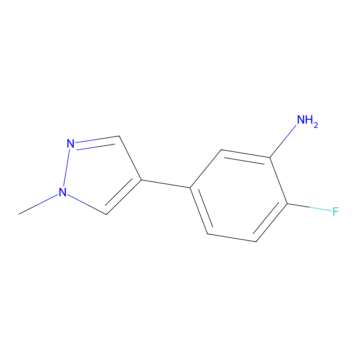 2-Fluoro-5-(1-methyl-1H-pyrazol-4-YL)benzenamine molecular structure, CAS 2138548-72-6