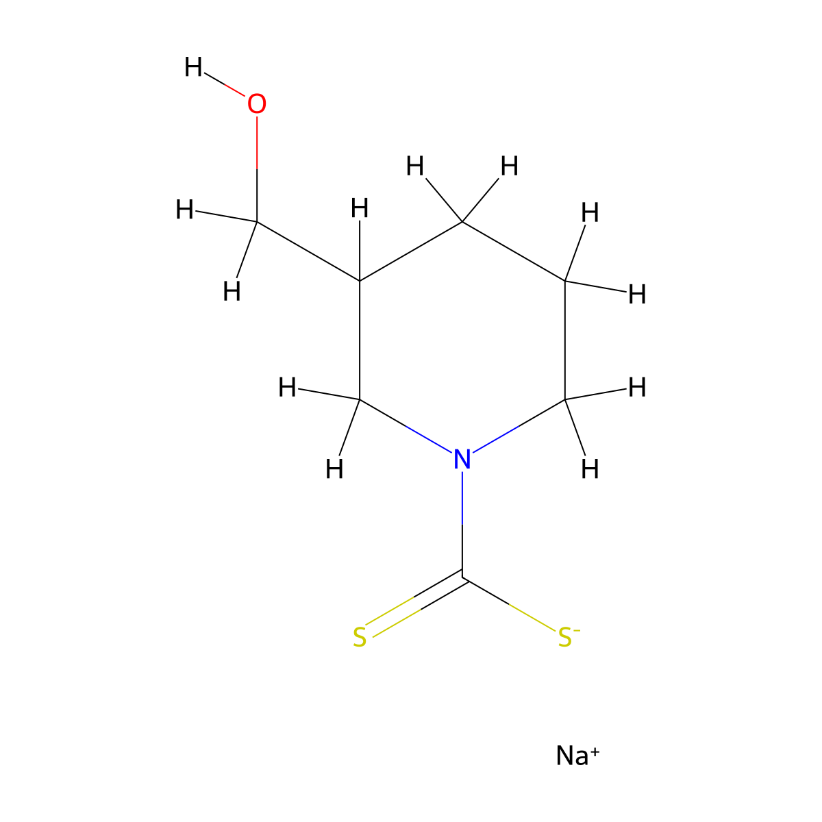 Sodium [3-(hydroxymethyl)piperidine-1-carbothioyl]sulfanide molecular structure, CAS 2138548-77-1