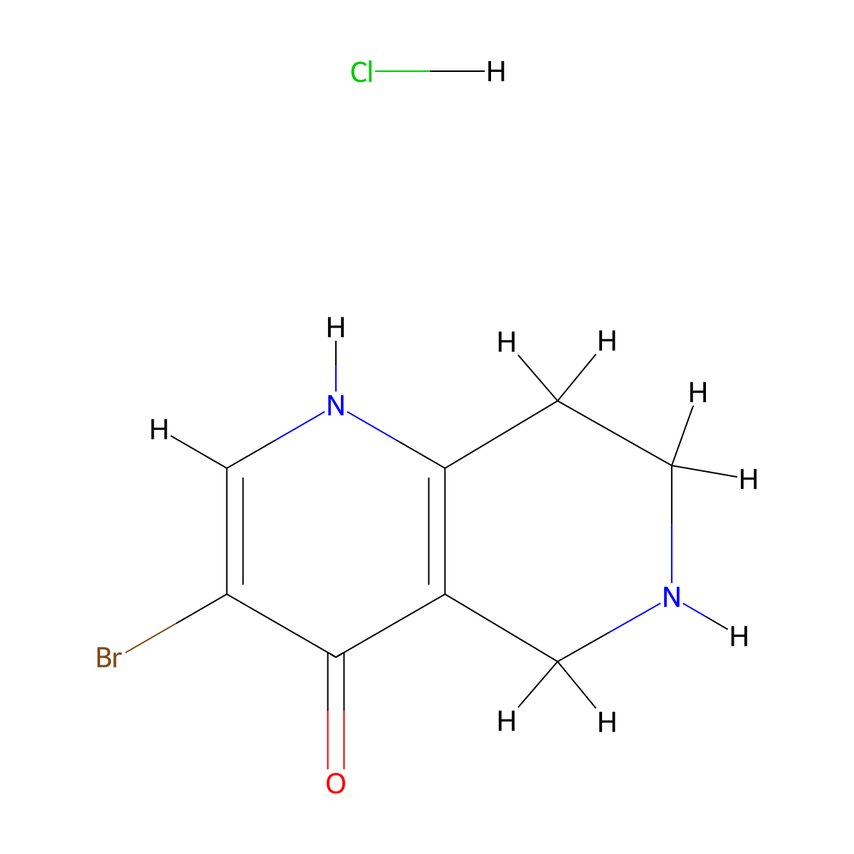 3-Bromo-5,6,7,8-tetrahydro-1,6-naphthyridin-4-ol hydrochloride molecular structure, CAS 2138549-03-6