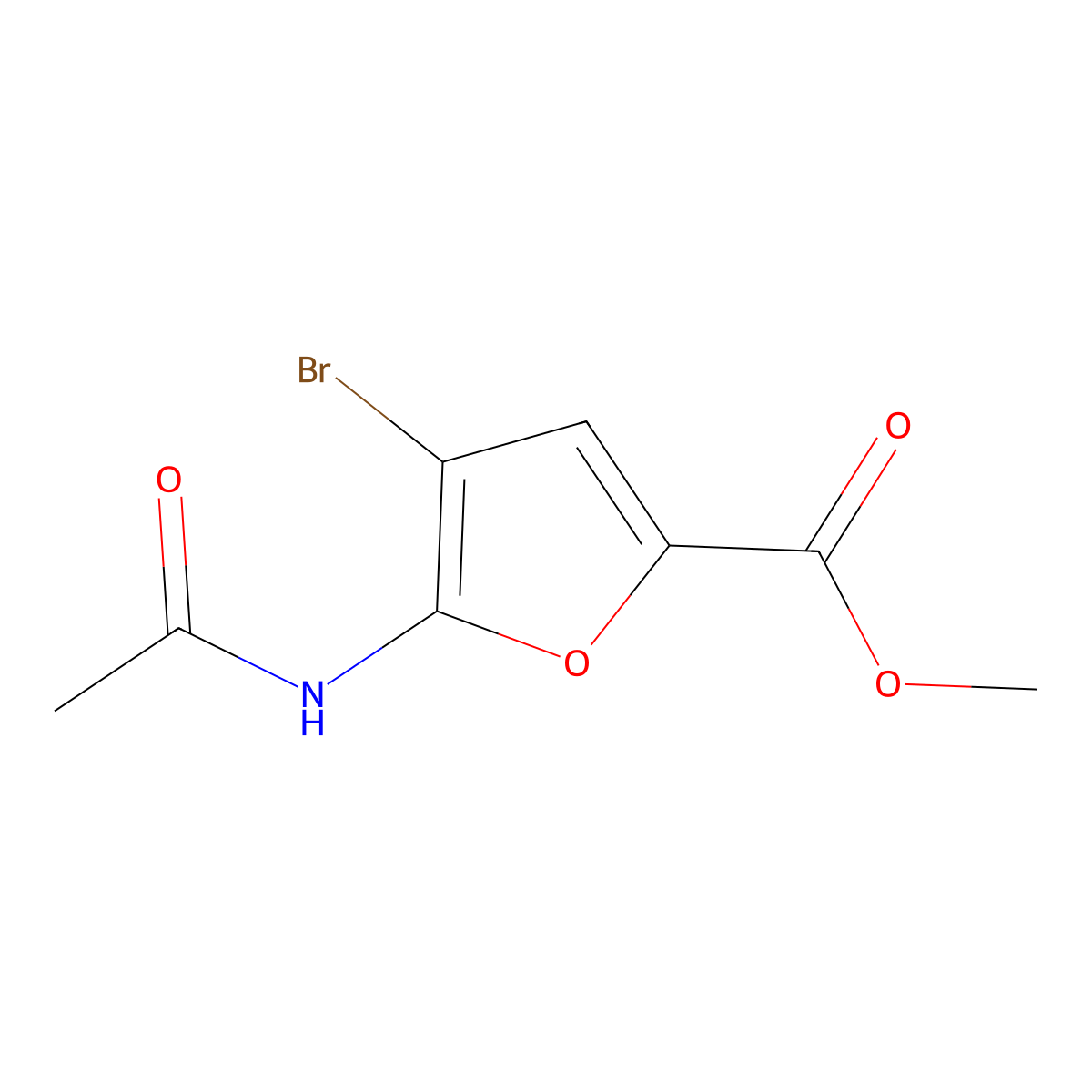 Methyl 4-bromo-5-acetamidofuran-2-carboxylate molecular structure, CAS 2138550-12-4