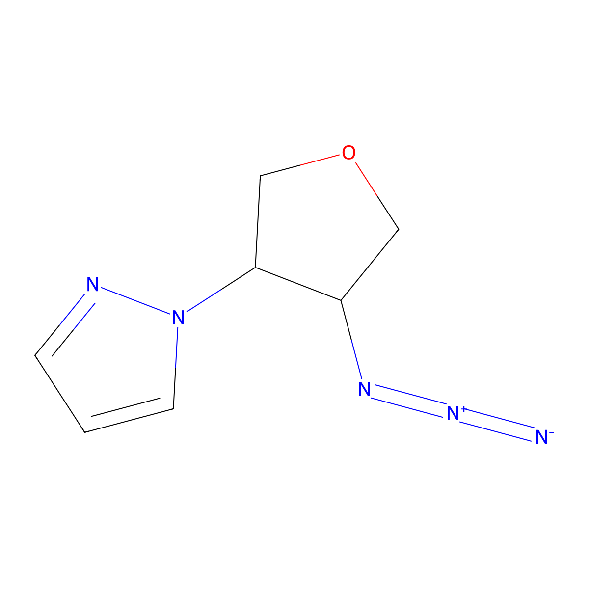 1-(4-azidooxolan-3-yl)-1H-pyrazole molecular structure, CAS 2138553-11-2