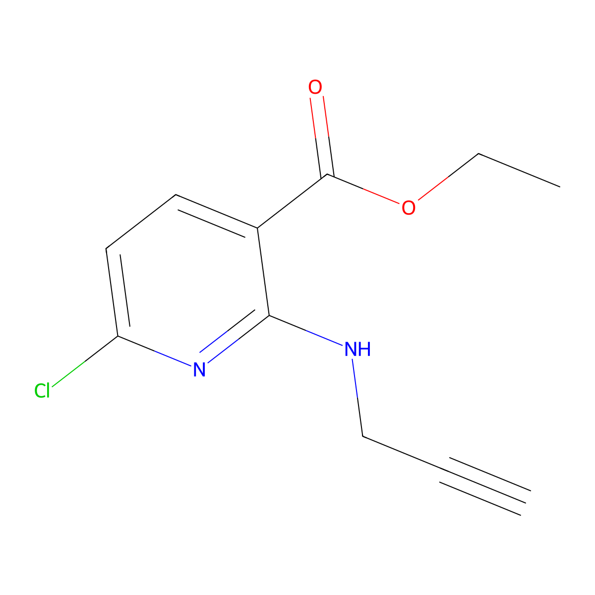 Ethyl 6-chloro-2-[(prop-2-yn-1-yl)amino]pyridine-3-carboxylate molecular structure, CAS 2138560-61-7