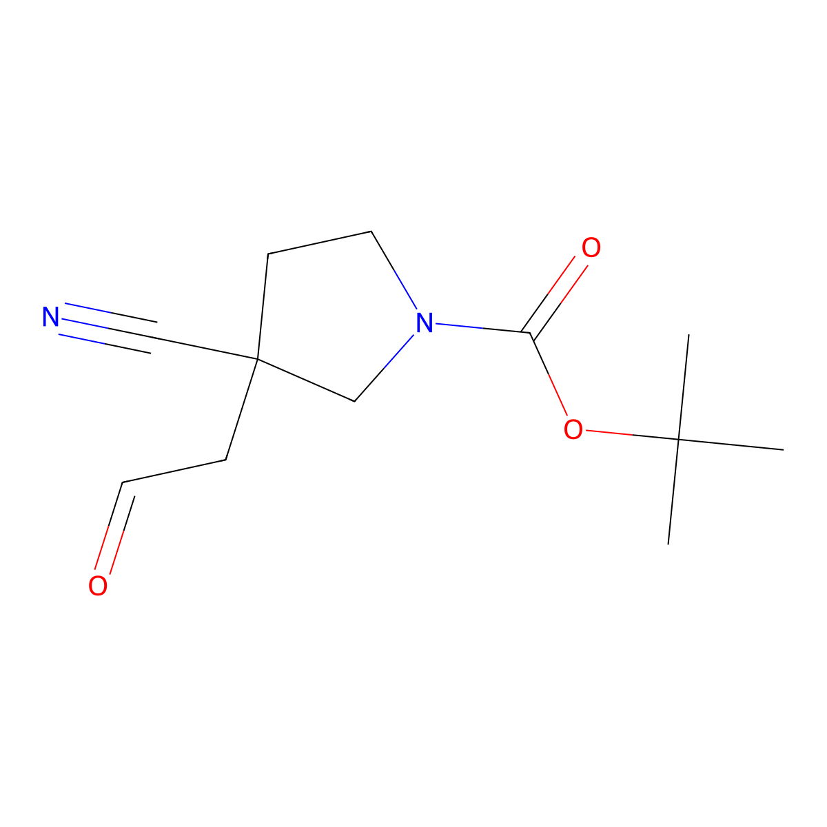 Tert-butyl 3-cyano-3-(2-oxoethyl)pyrrolidine-1-carboxylate molecular structure, CAS 2138561-87-0
