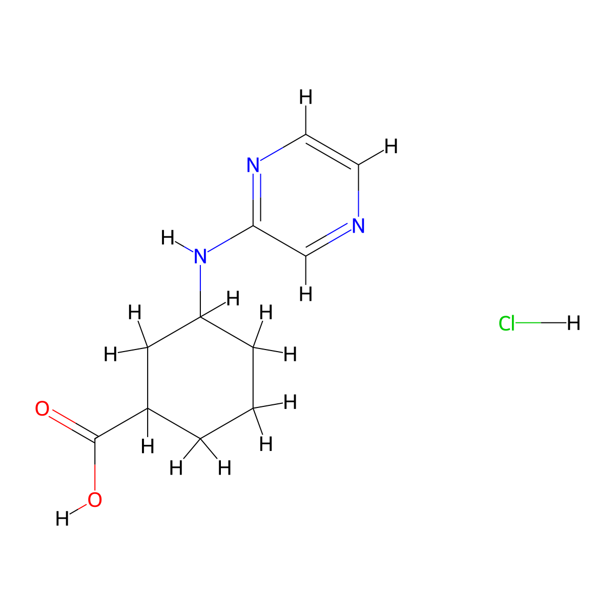 3-(Pyrazin-2-ylamino)cyclohexane-1-carboxylic acid hydrochloride molecular structure, CAS 2138562-51-1