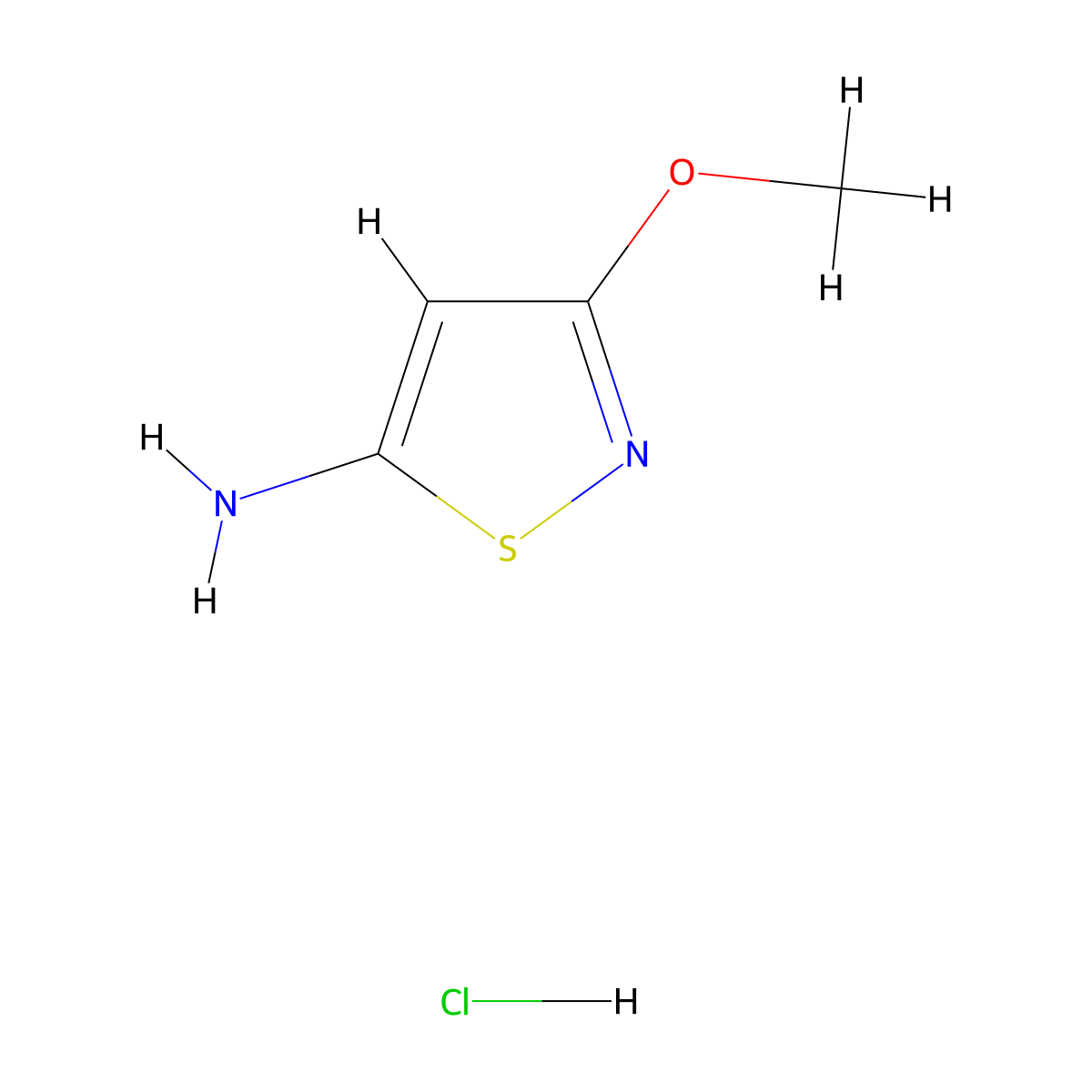 3-Methoxy-1,2-thiazol-5-amine hydrochloride molecular structure, CAS 2138563-00-3