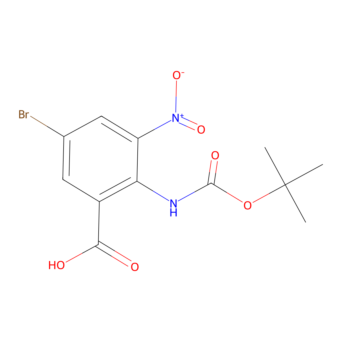 5-Bromo-2-{[(tert-butoxy)carbonyl]amino}-3-nitrobenzoic acid molecular structure, CAS 2138563-76-3