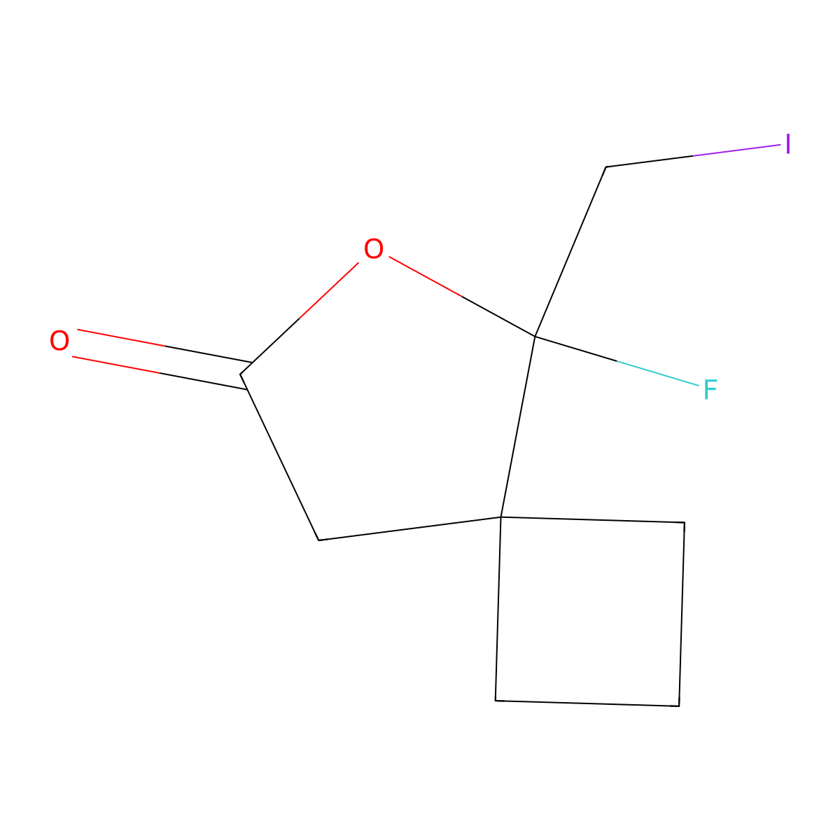 5-Fluoro-5-(iodomethyl)-6-oxaspiro[3.4]octan-7-one molecular structure, CAS 2138564-05-1