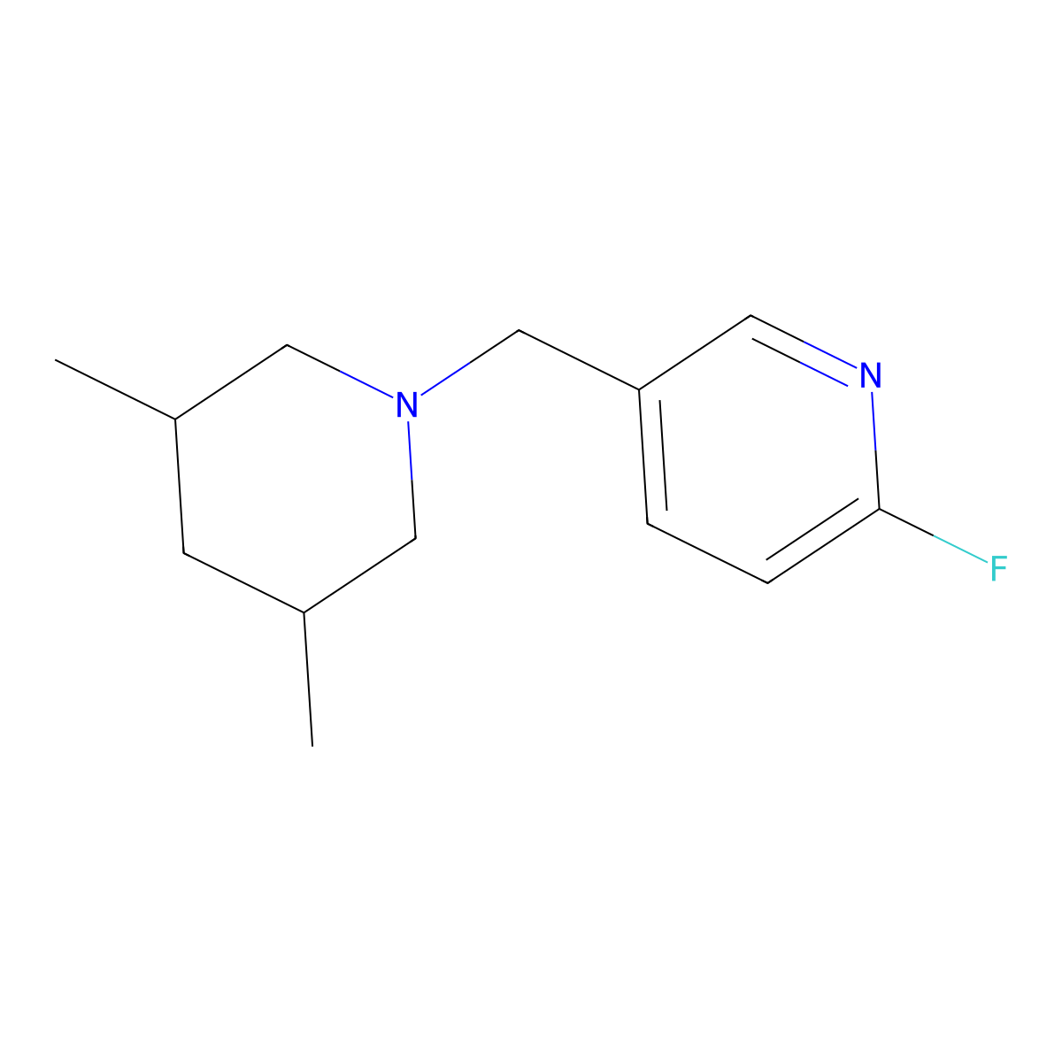 5-[(3,5-Dimethylpiperidin-1-yl)methyl]-2-fluoropyridine molecular structure, CAS 2138564-39-1