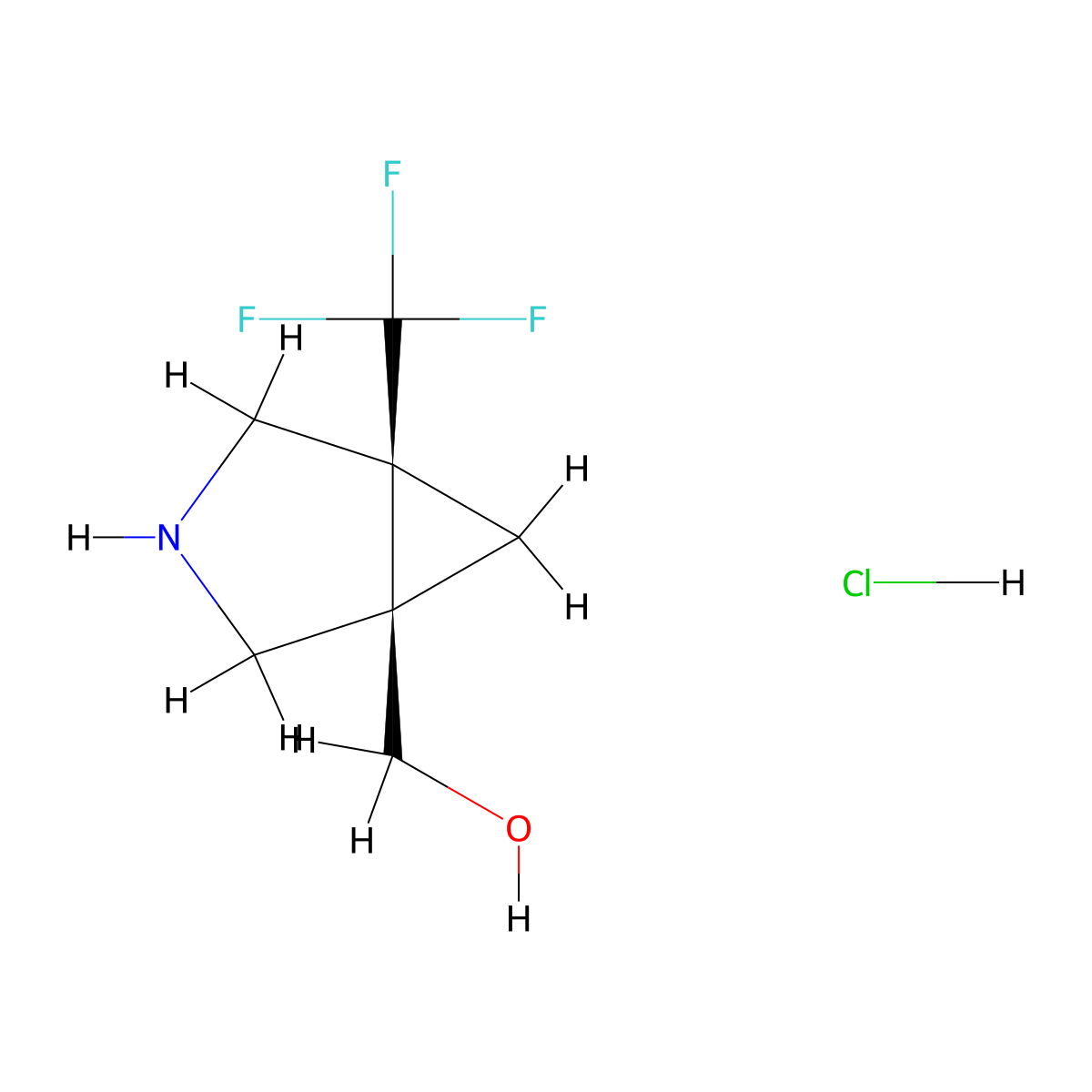 rac-[(1R,5S)-5-(trifluoromethyl)-3-azabicyclo[3.1.0]hexan-1-yl]methanol hydrochloride molecular structure, CAS 2138564-58-4