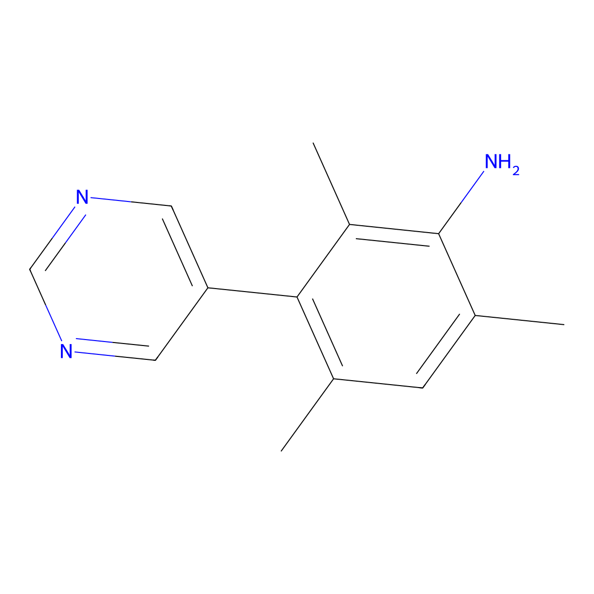 2,4,6-Trimethyl-3-(pyrimidin-5-yl)aniline molecular structure, CAS 2138565-03-2