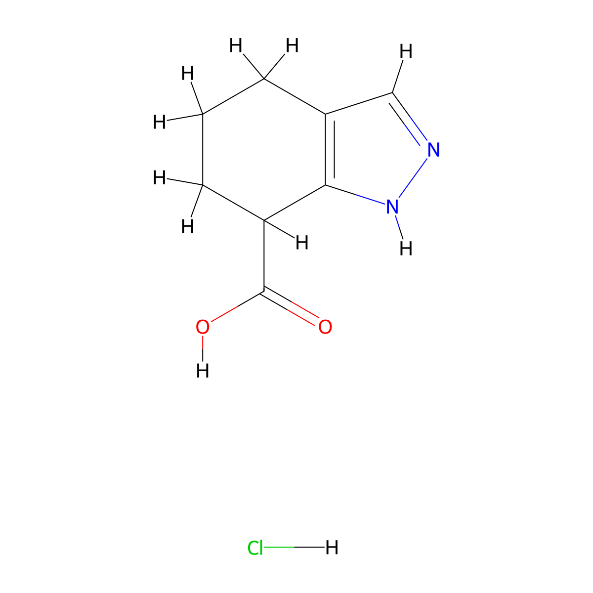 4,5,6,7-tetrahydro-1H-indazole-7-carboxylic acid hydrochloride molecular structure, CAS 2138565-28-1