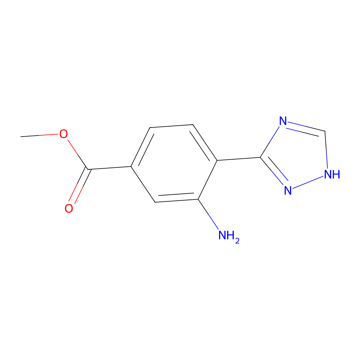 methyl 3-amino-4-(1H-1,2,4-triazol-3-yl)benzoate molecular structure, CAS 2138565-29-2