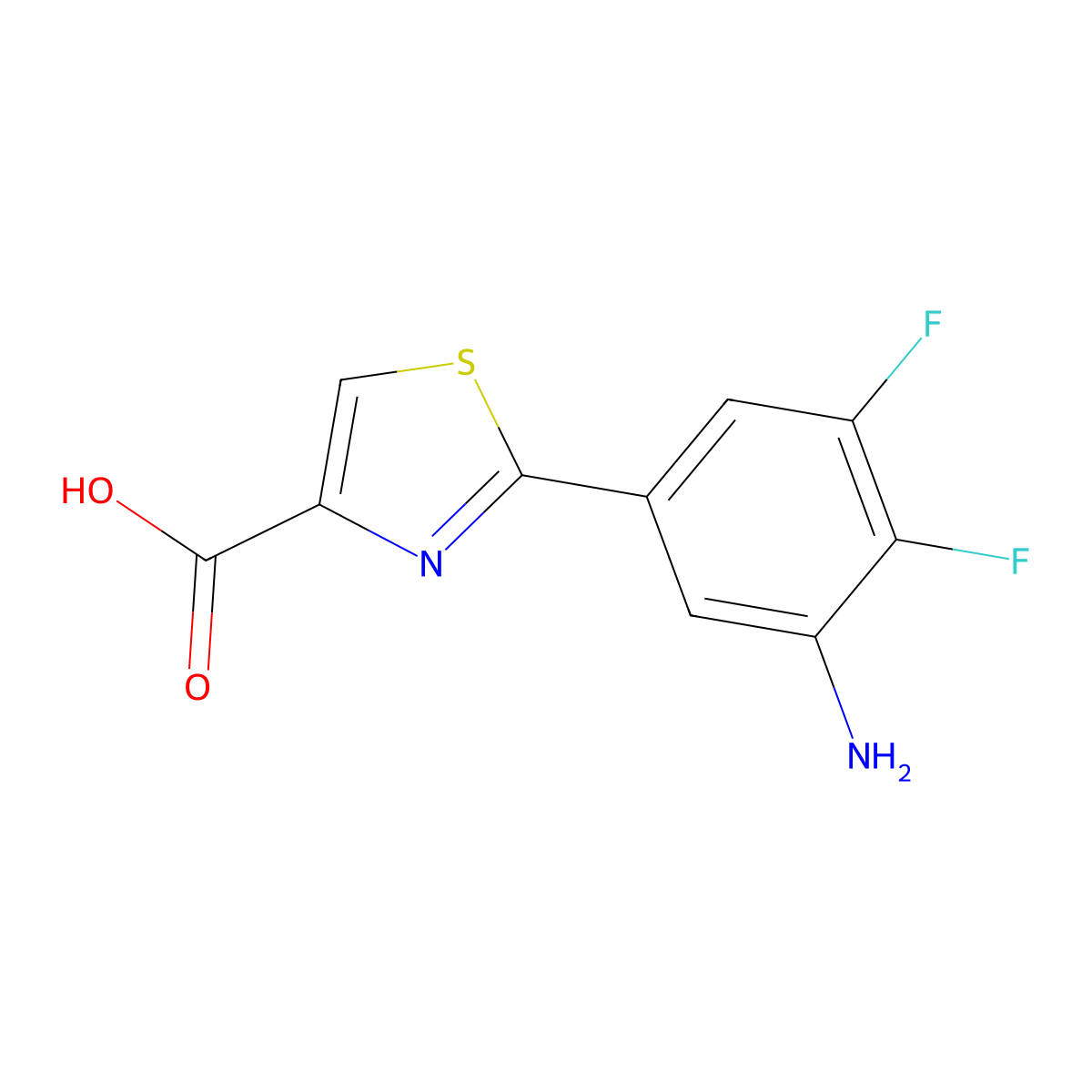 2-(3-Amino-4,5-difluorophenyl)-1,3-thiazole-4-carboxylic acid molecular structure, CAS 2138565-45-2