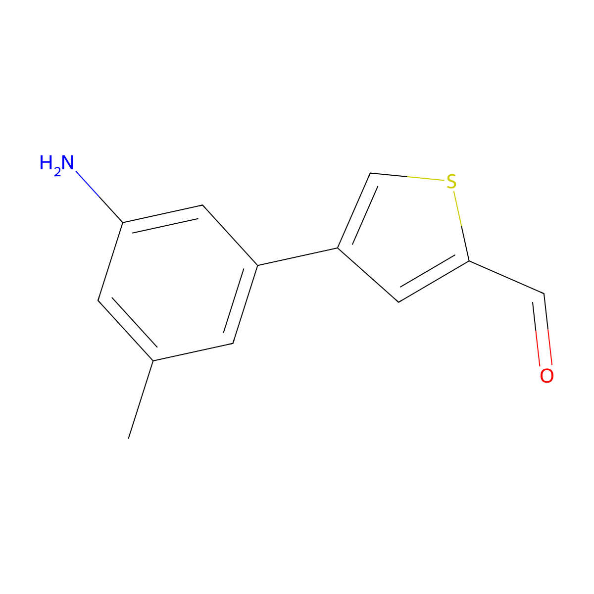 4-(3-Amino-5-methylphenyl)thiophene-2-carbaldehyde molecular structure, CAS 2138565-47-4