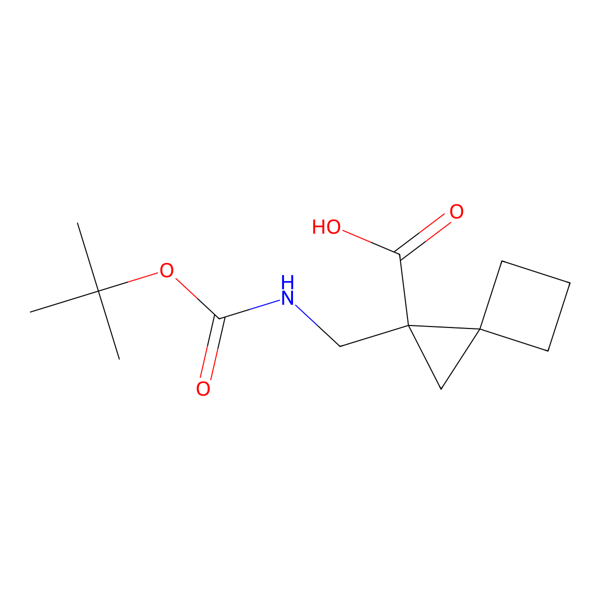 1-({[(Tert-butoxy)carbonyl]amino}methyl)spiro[2.3]hexane-1-carboxylic acid molecular structure, CAS 2138565-56-5