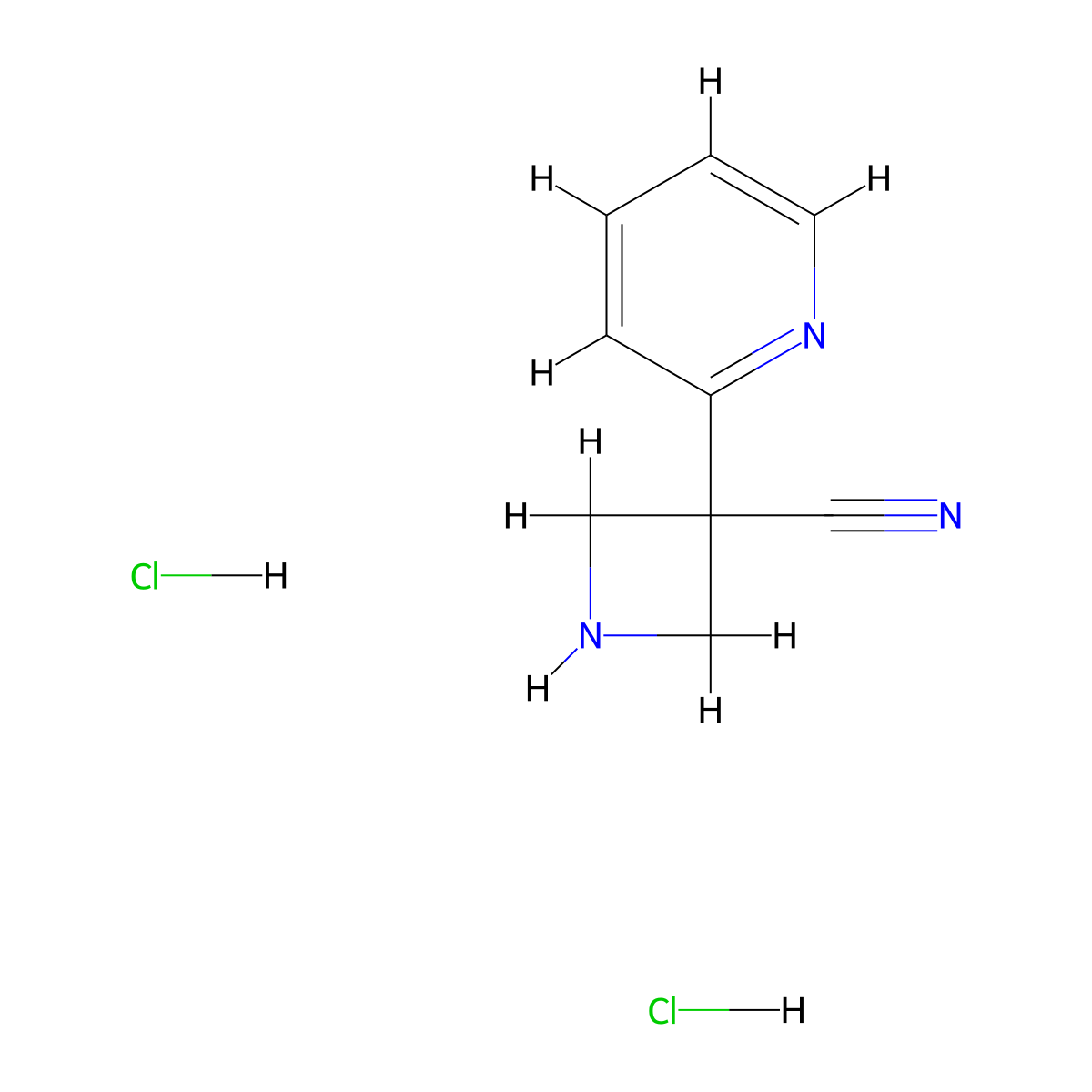 3-(Pyridin-2-yl)azetidine-3-carbonitrile dihydrochloride molecular structure, CAS 2138565-75-8