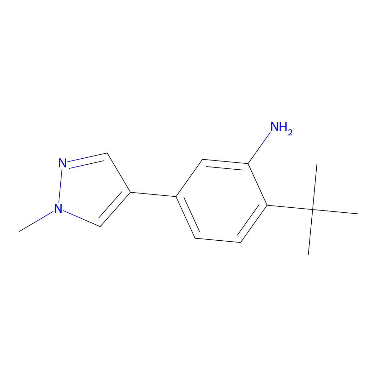 2-tert-butyl-5-(1-methyl-1H-pyrazol-4-yl)aniline molecular structure, CAS 2138565-96-3