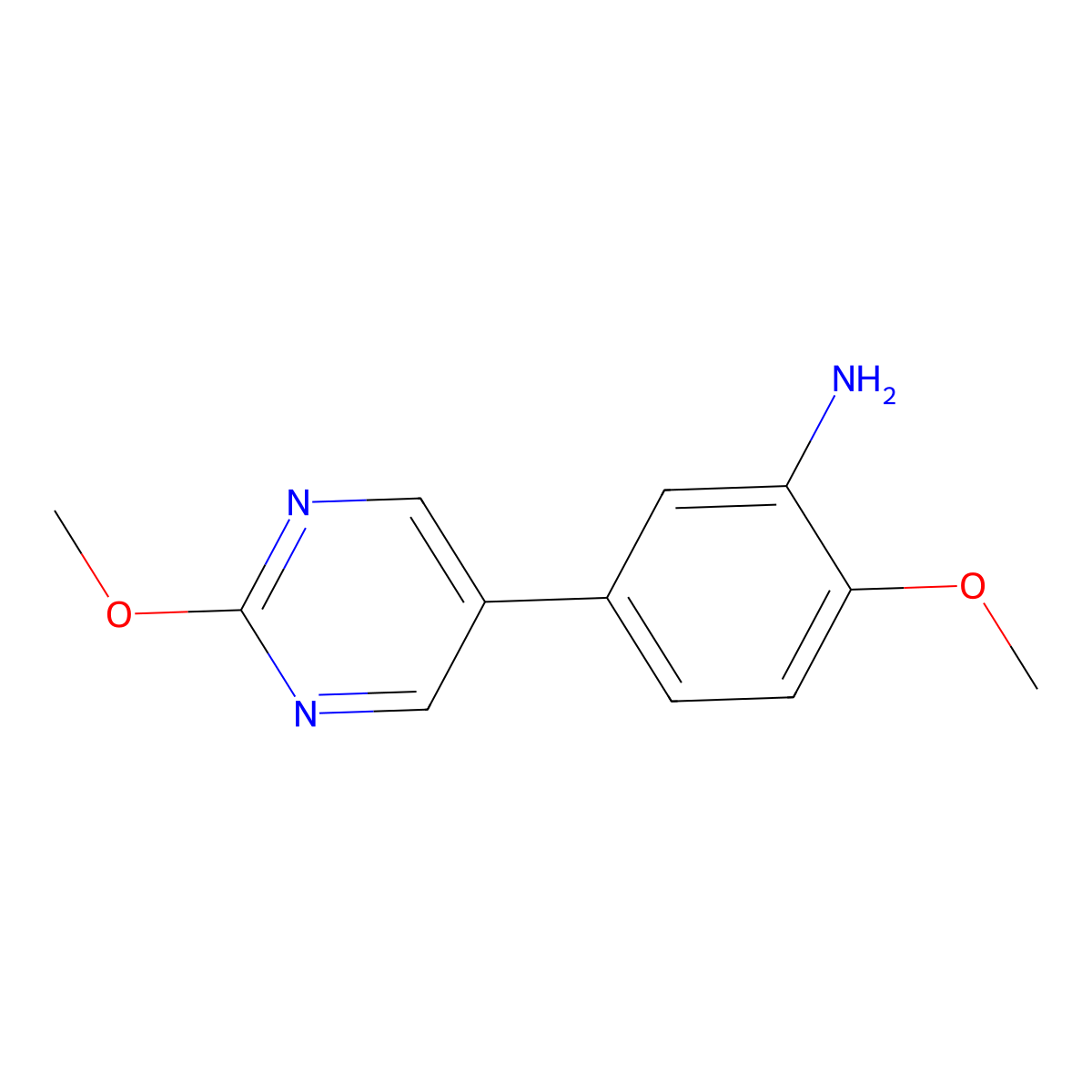 2-Methoxy-5-(2-methoxypyrimidin-5-yl)aniline molecular structure, CAS 2138566-12-6