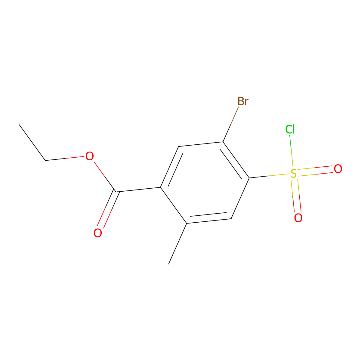Ethyl 5-bromo-4-(chlorosulfonyl)-2-methylbenzoate molecular structure, CAS 2138566-81-9