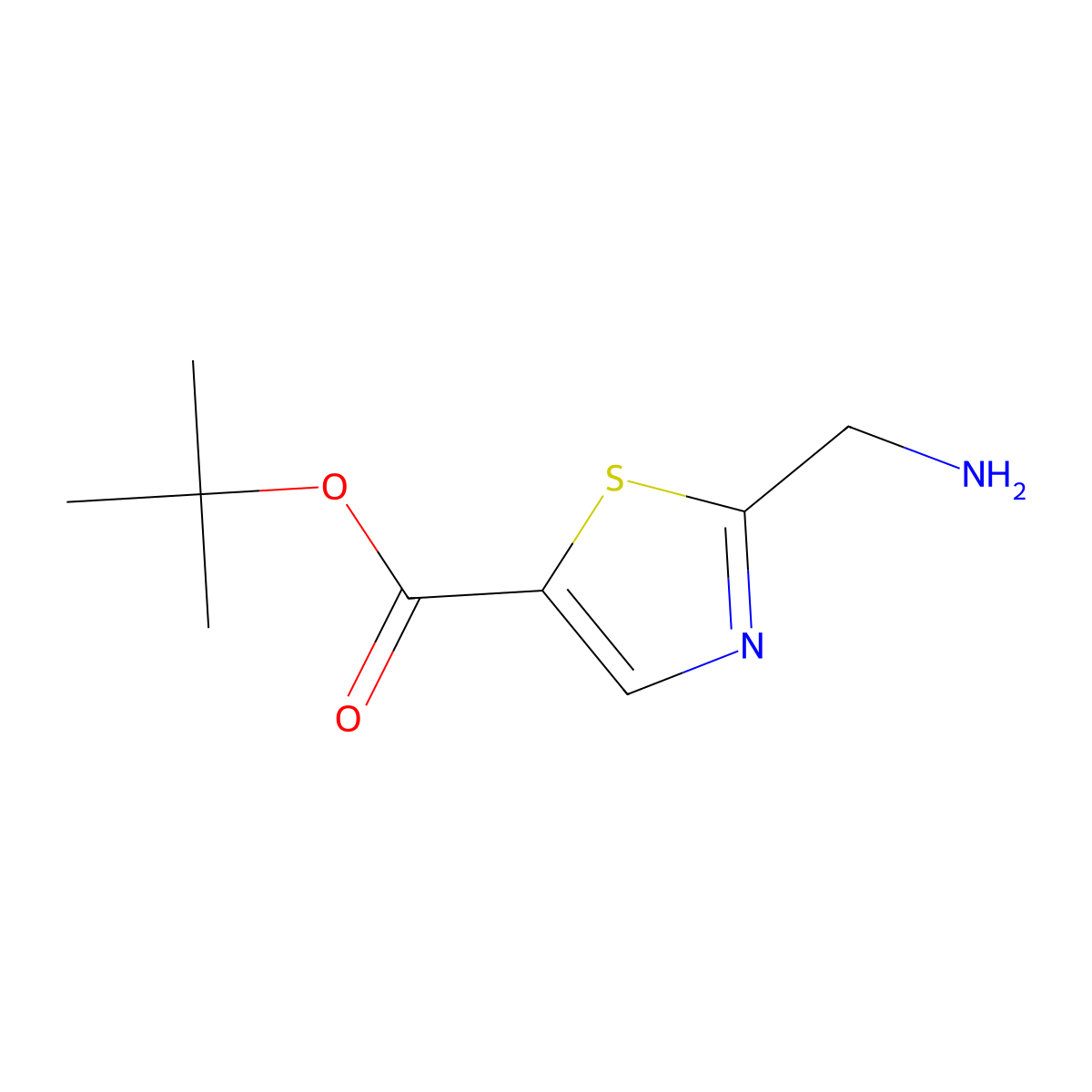 Tert-butyl 2-(aminomethyl)-1,3-thiazole-5-carboxylate molecular structure, CAS 2138566-89-7
