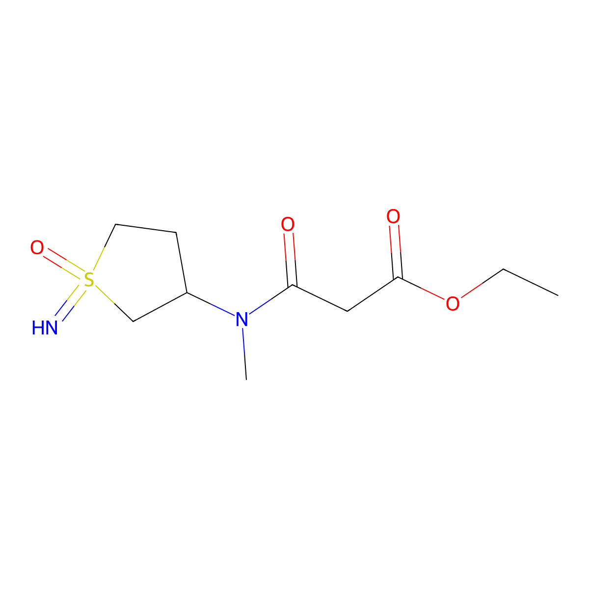 Ethyl 2-[(1-imino-1-oxo-1lambda6-thiolan-3-yl)(methyl)carbamoyl]acetate molecular structure, CAS 2138568-37-1