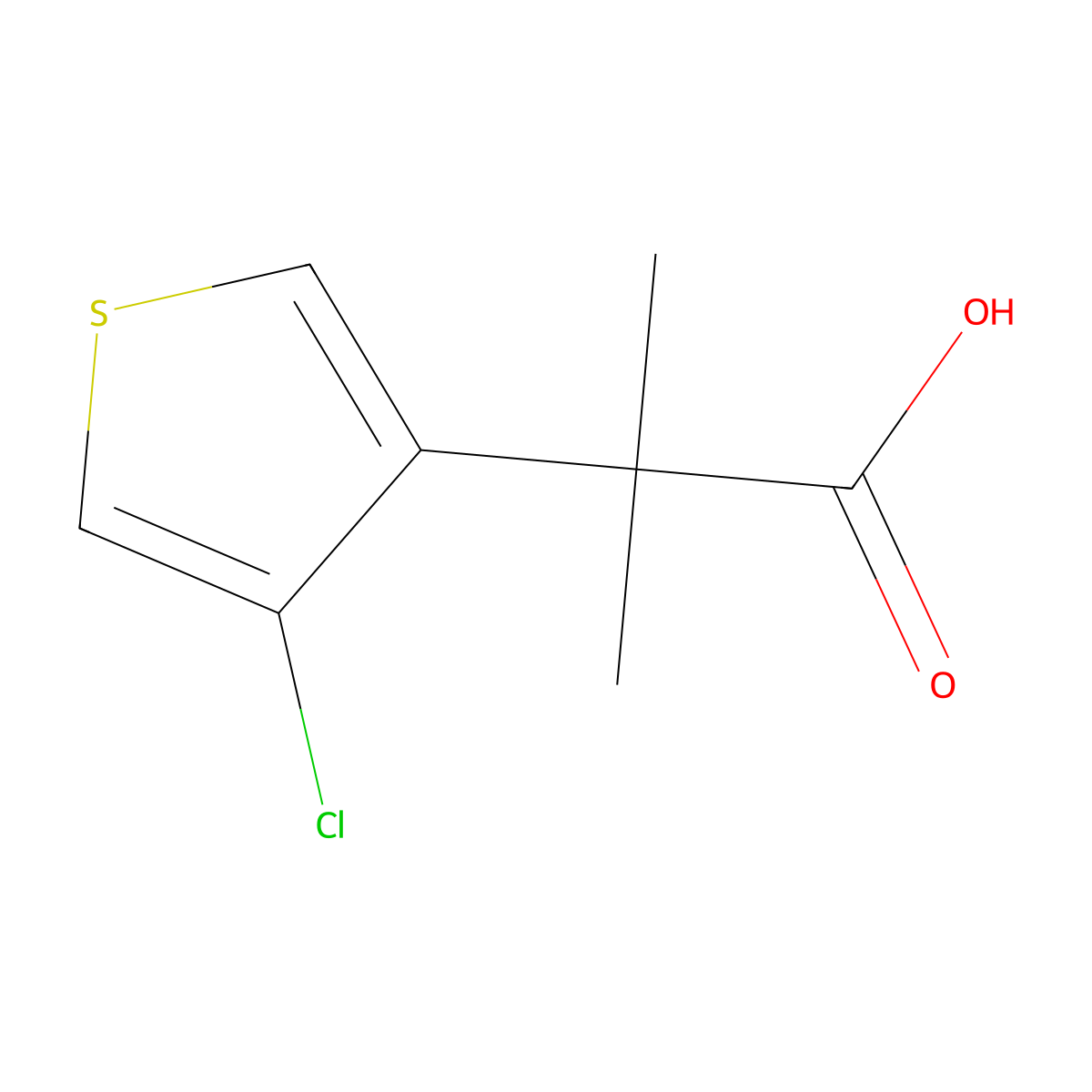 2-(4-Chlorothiophen-3-yl)-2-methylpropanoic acid molecular structure, CAS 2138568-90-6