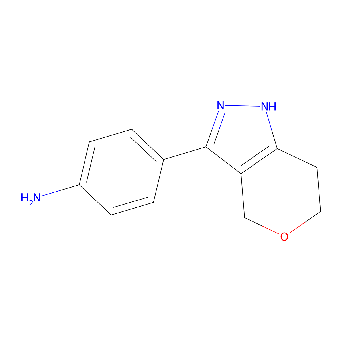 4-{1H,4H,6H,7H-pyrano[4,3-c]pyrazol-3-yl}aniline molecular structure, CAS 2138570-31-5