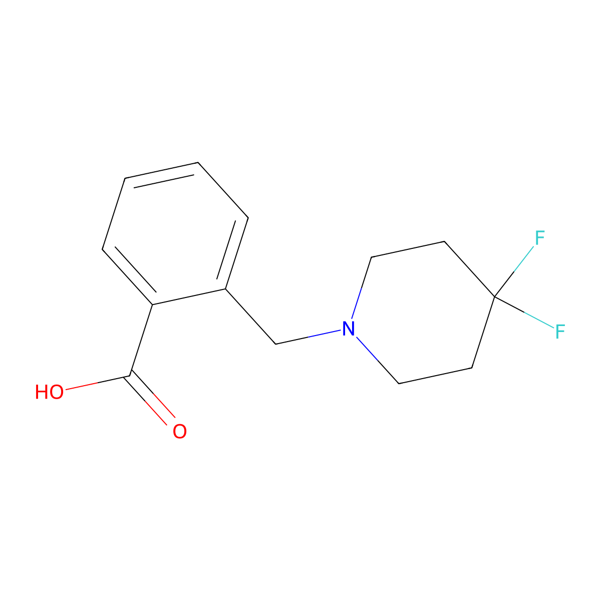 2-[(4,4-Difluoropiperidin-1-yl)methyl]benzoic acid molecular structure, CAS 2138570-53-1